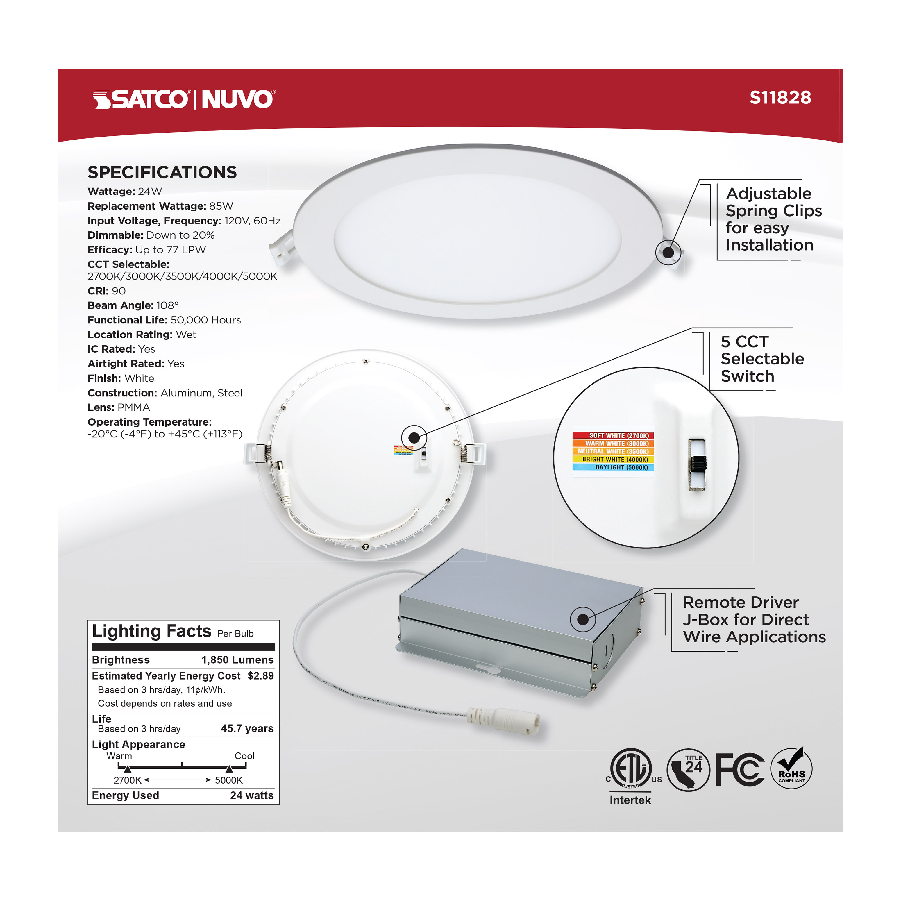 24WLED/DW/EL/8/CCT-SEL/RND/RD - S11828