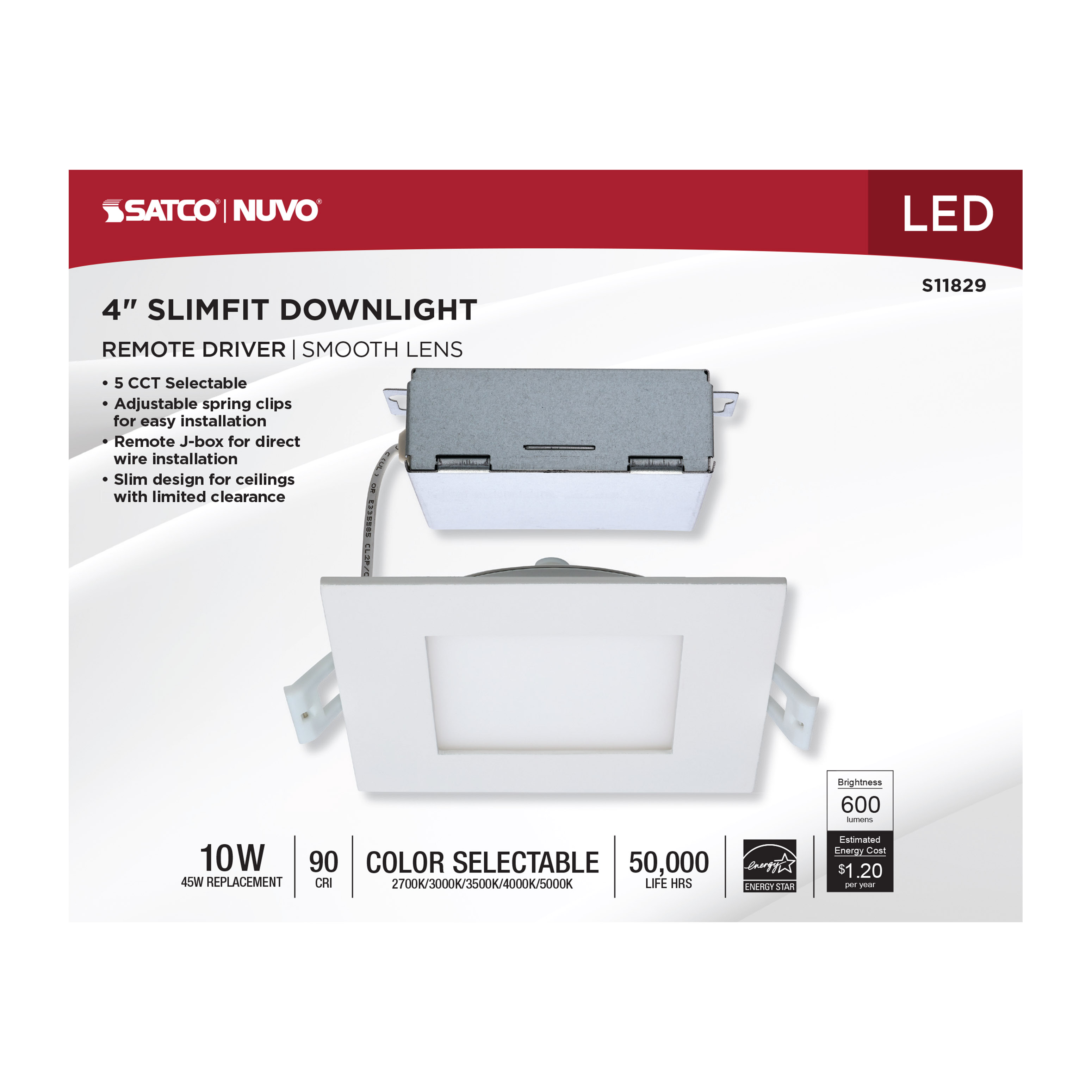 10WLED/DW/EL/4/CCT-SEL/SQ/RD - S11829