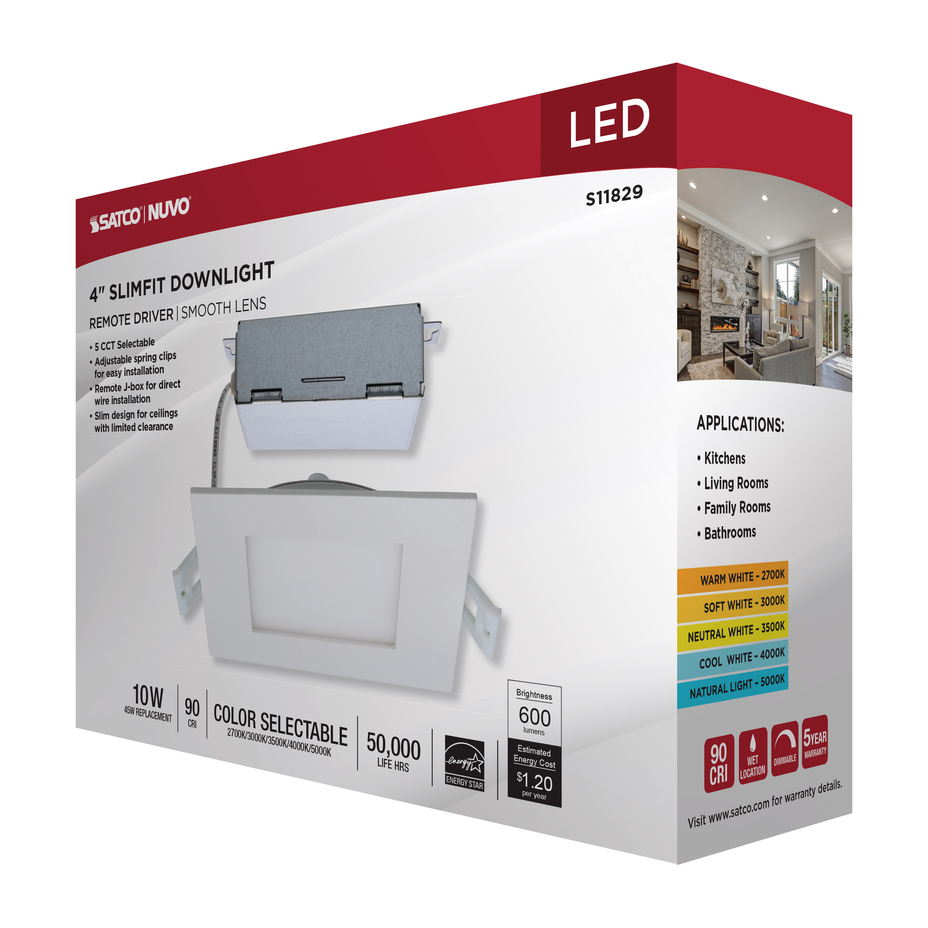 10WLED/DW/EL/4/CCT-SEL/SQ/RD - S11829