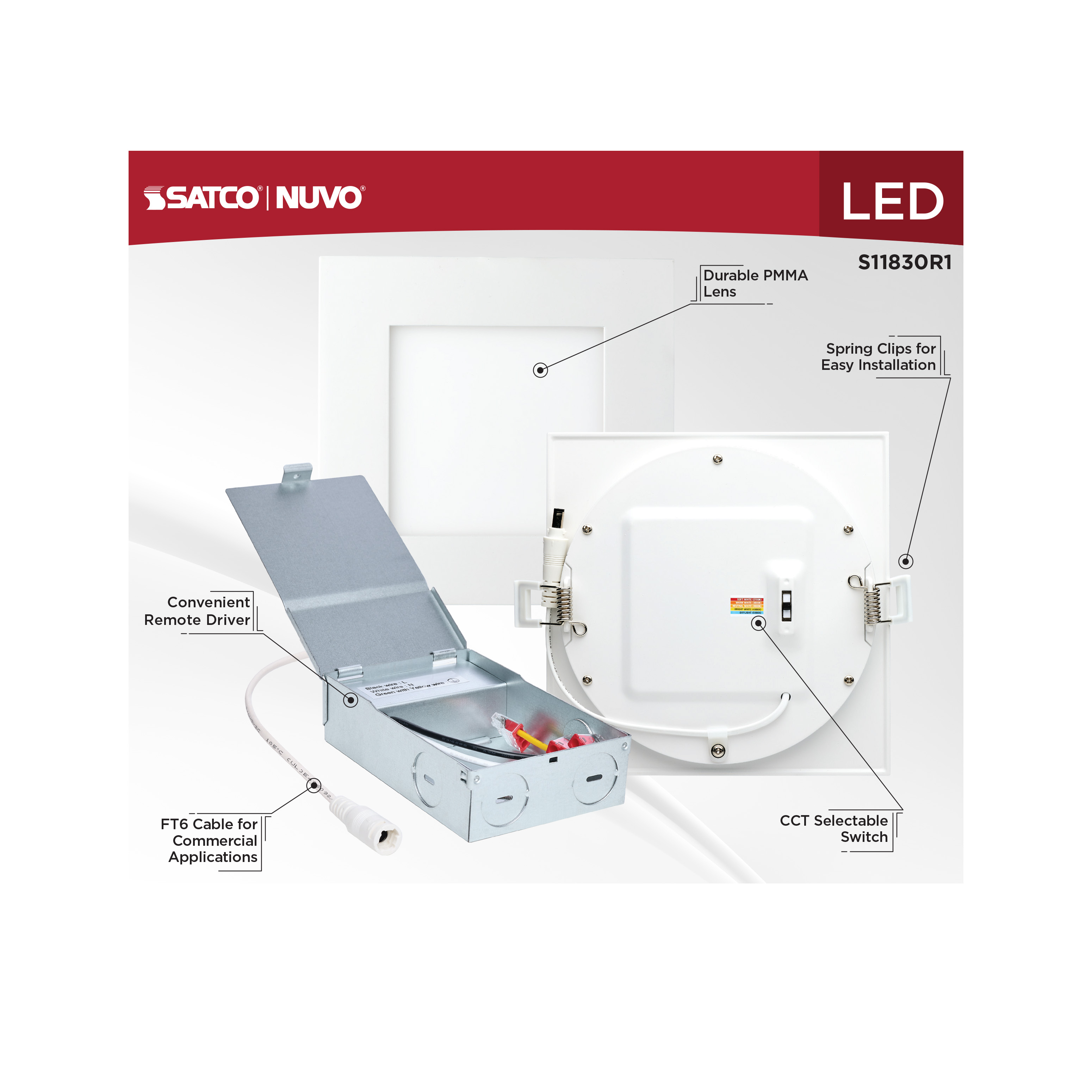 12WLED/DW/EL/6/CCT-SEL/SQ/RD - S11830R1