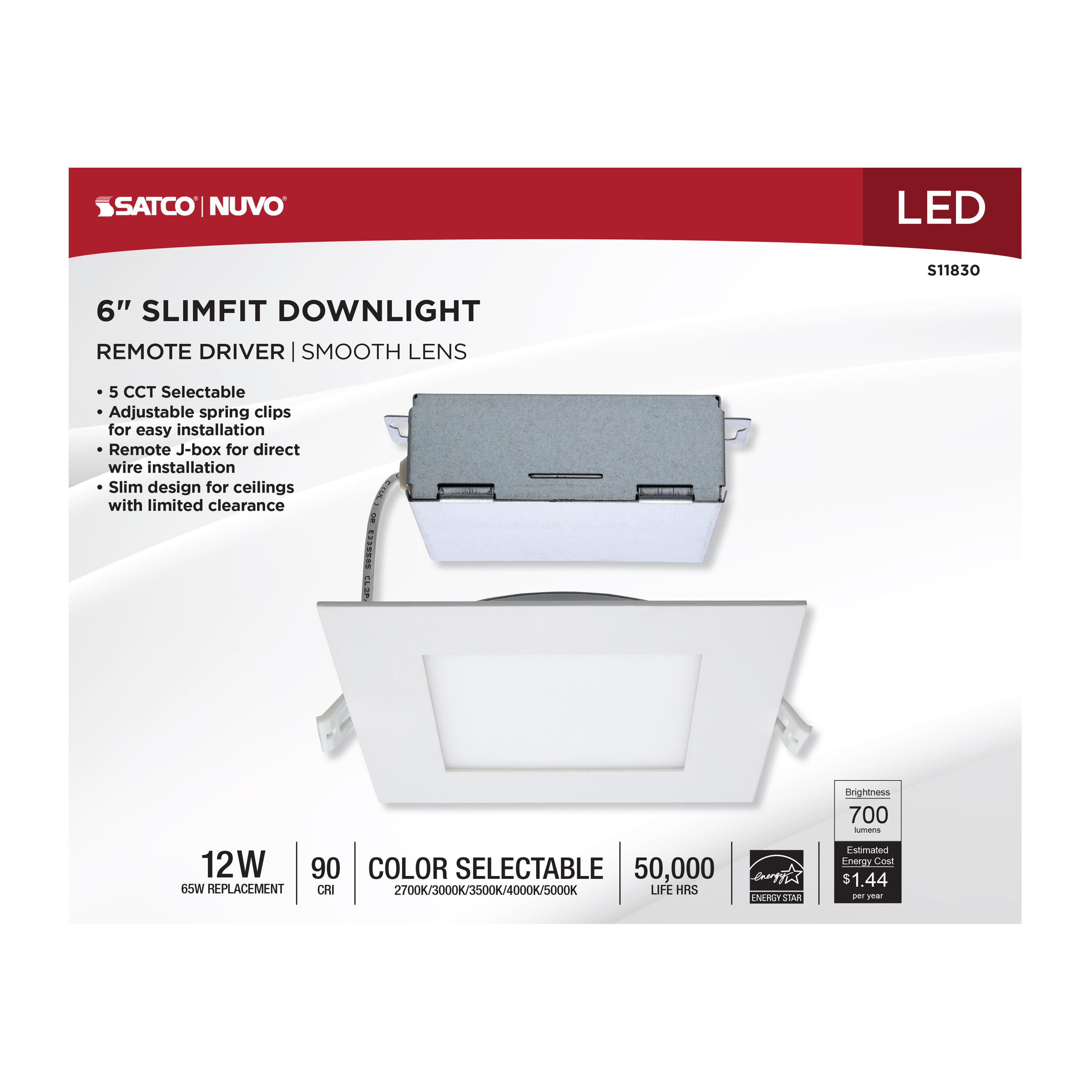 12WLED/DW/EL/6/CCT-SEL/SQ/RD - S11830