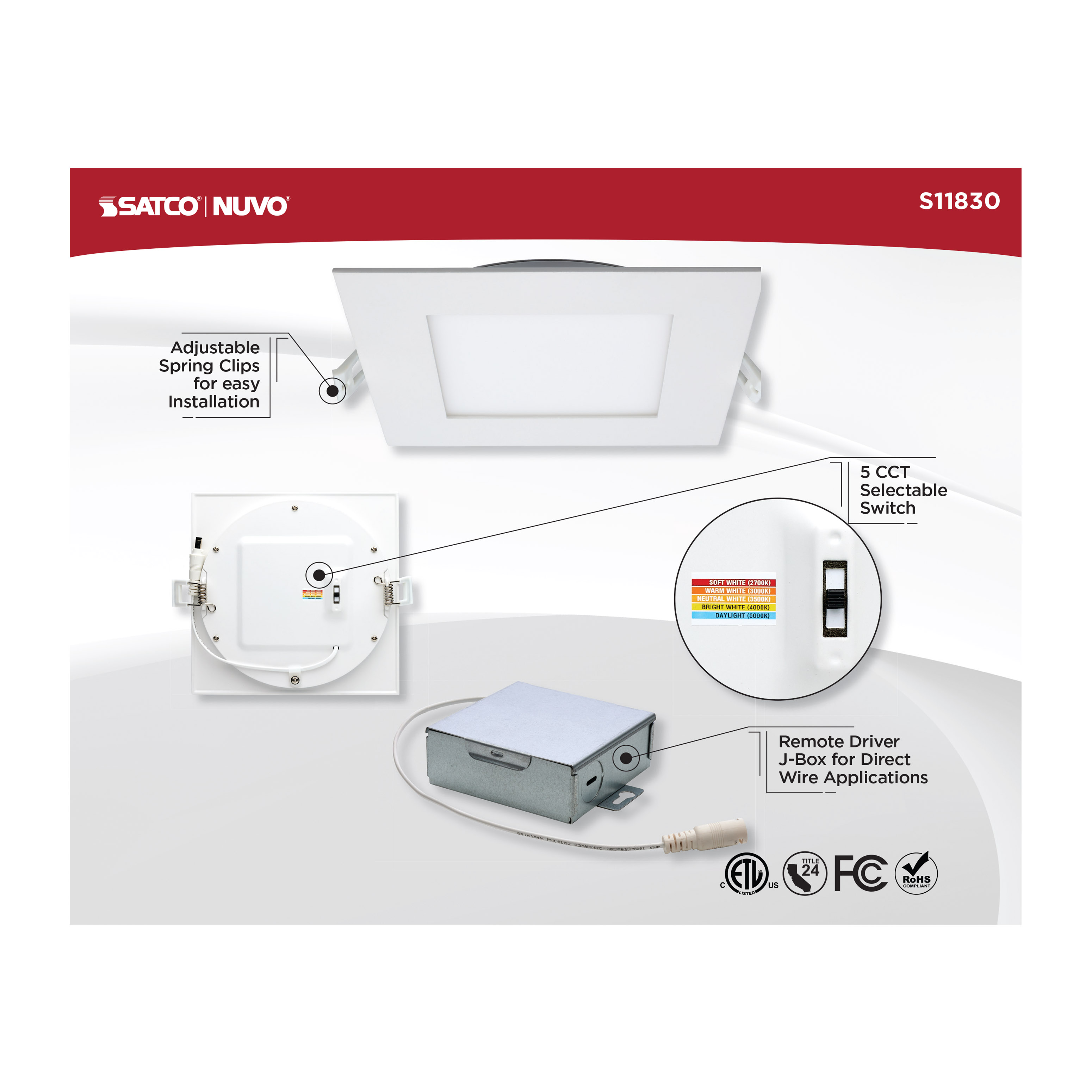 12WLED/DW/EL/6/CCT-SEL/SQ/RD - S11830