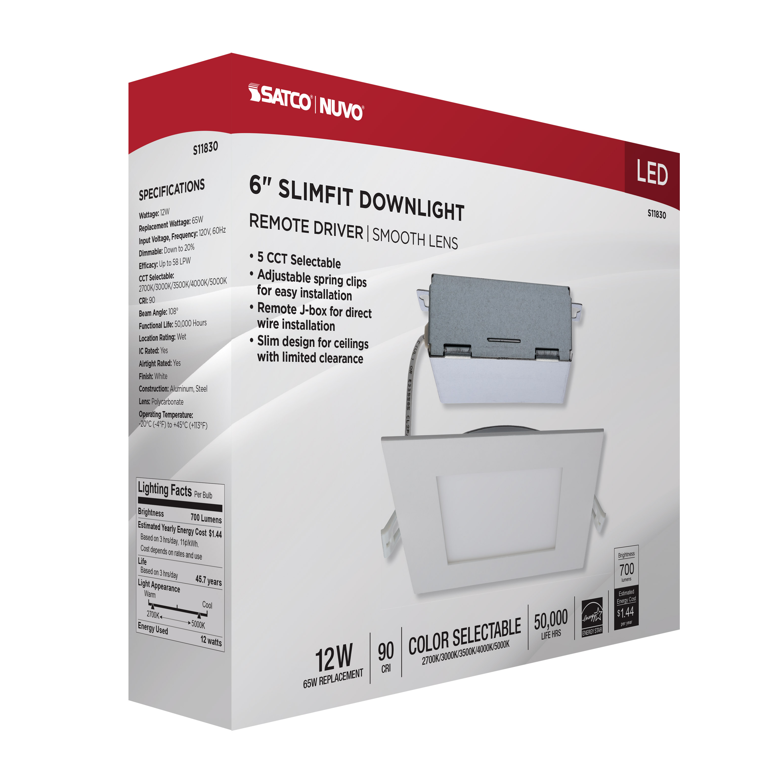 12WLED/DW/EL/6/CCT-SEL/SQ/RD - S11830