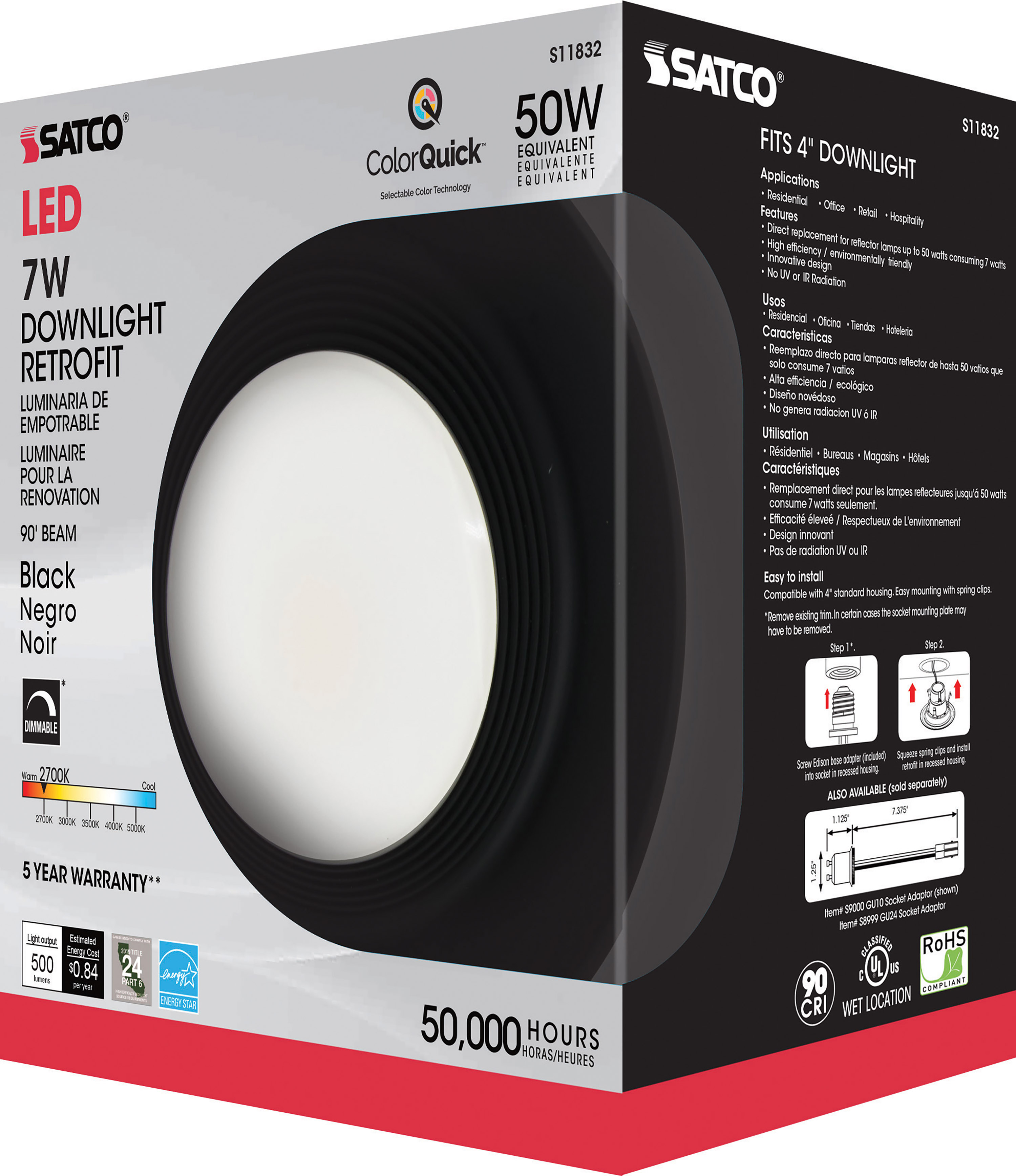 7WLED/RDL/4/CCT-SEL/120V/BL - S11832