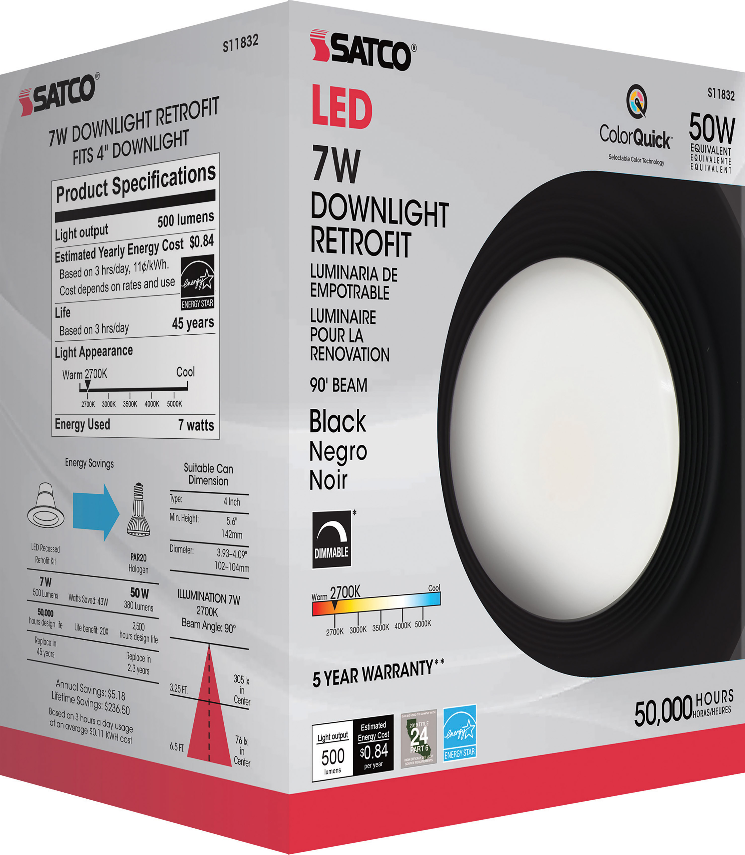 7WLED/RDL/4/CCT-SEL/120V/BL - S11832