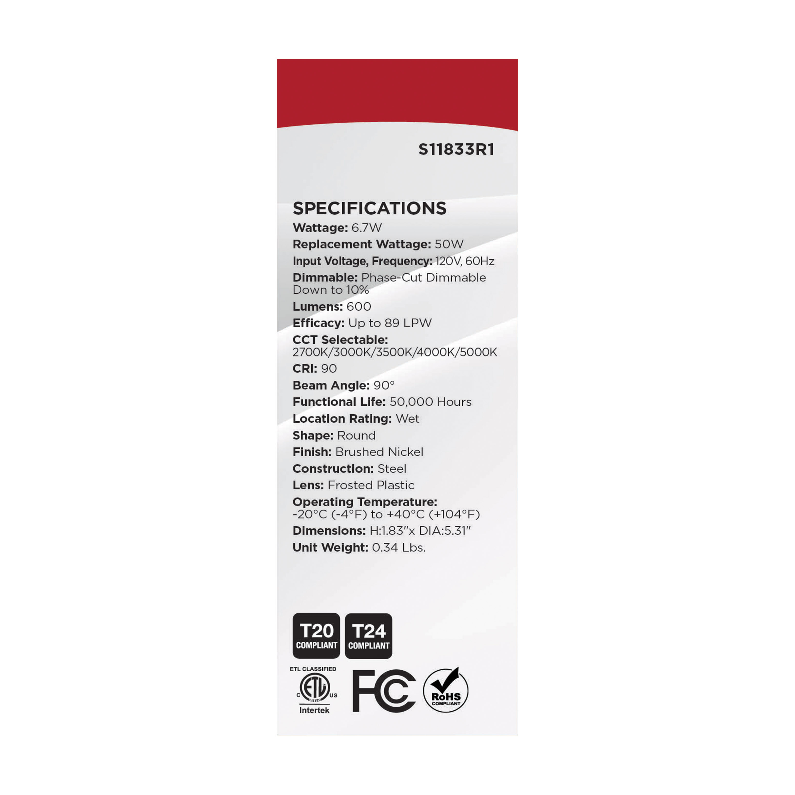 6.7WLED/DLR/4/CCT-SEL/RD/BN - S11833R1