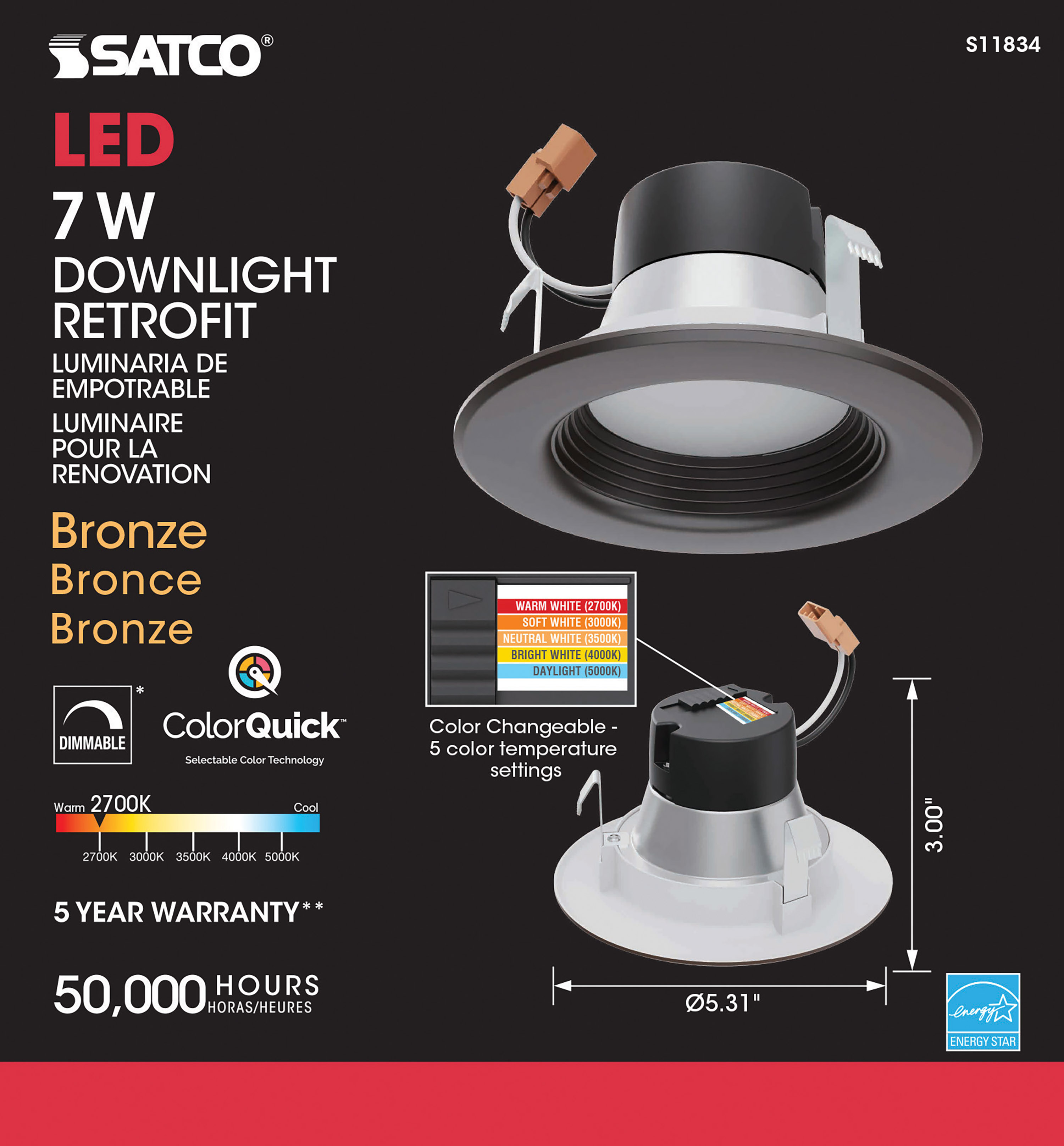 7WLED/RDL/4/CCT-SEL/120V/BZ - S11834