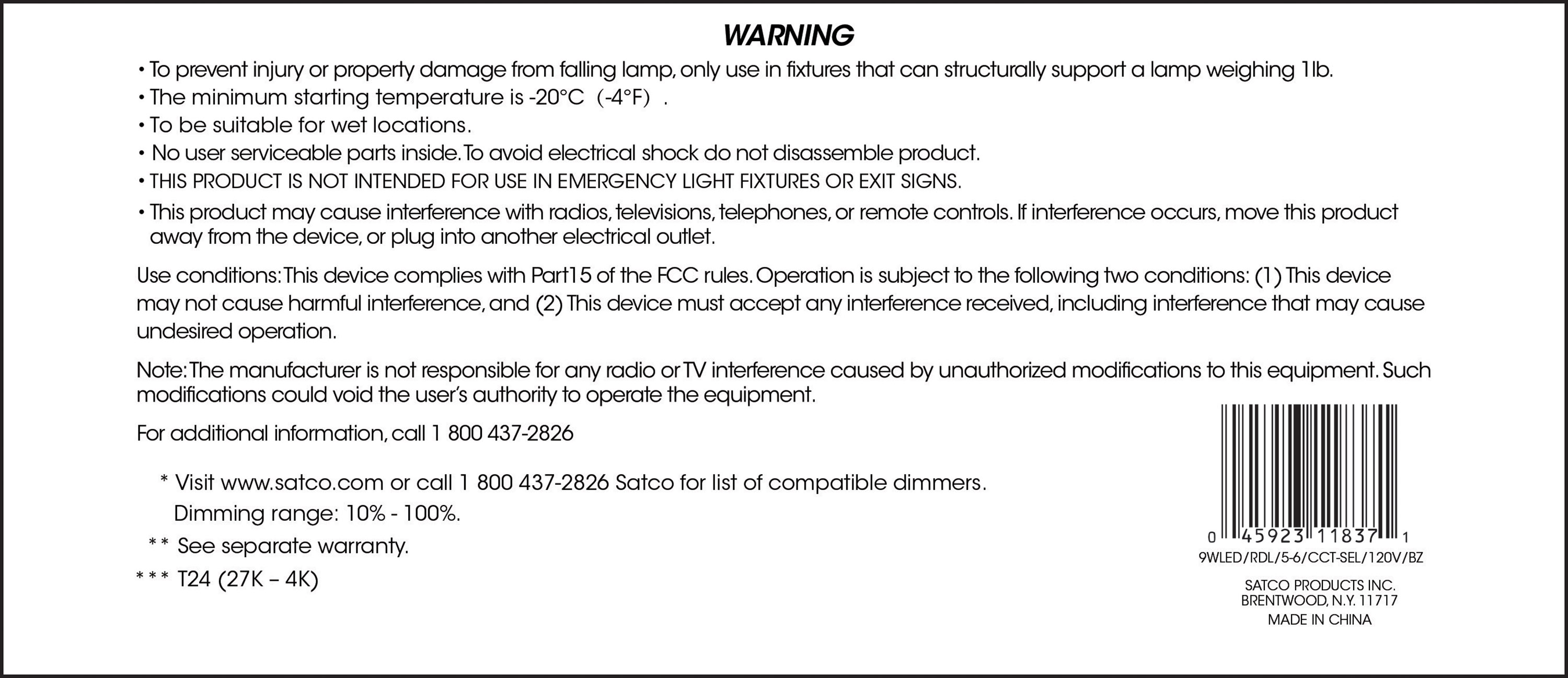 9WLED/RDL/5-6/CCT-SEL/120V/BZ - S11837