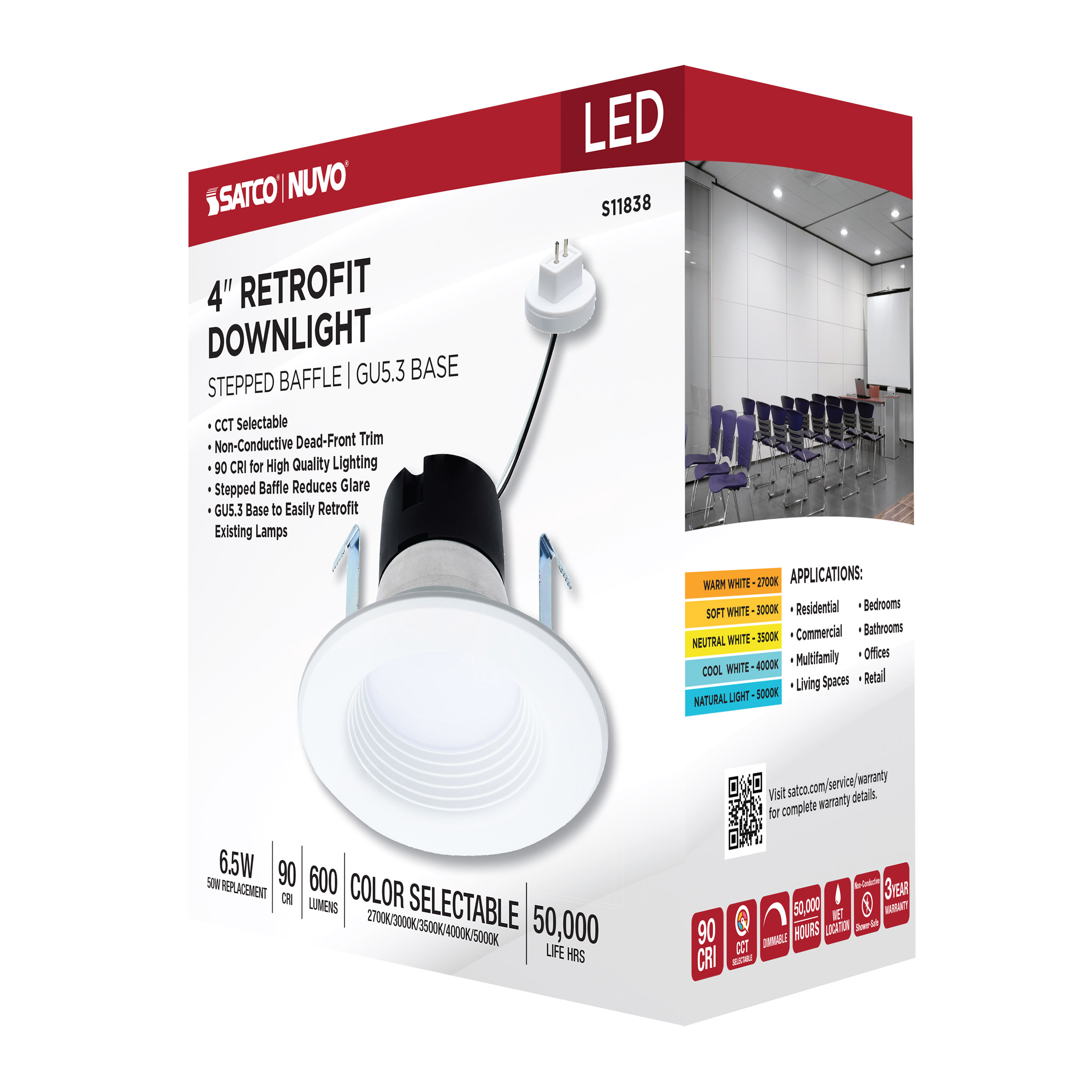 6.5WLED/DLR/BFL/4/CCT-SEL/12V - S11838