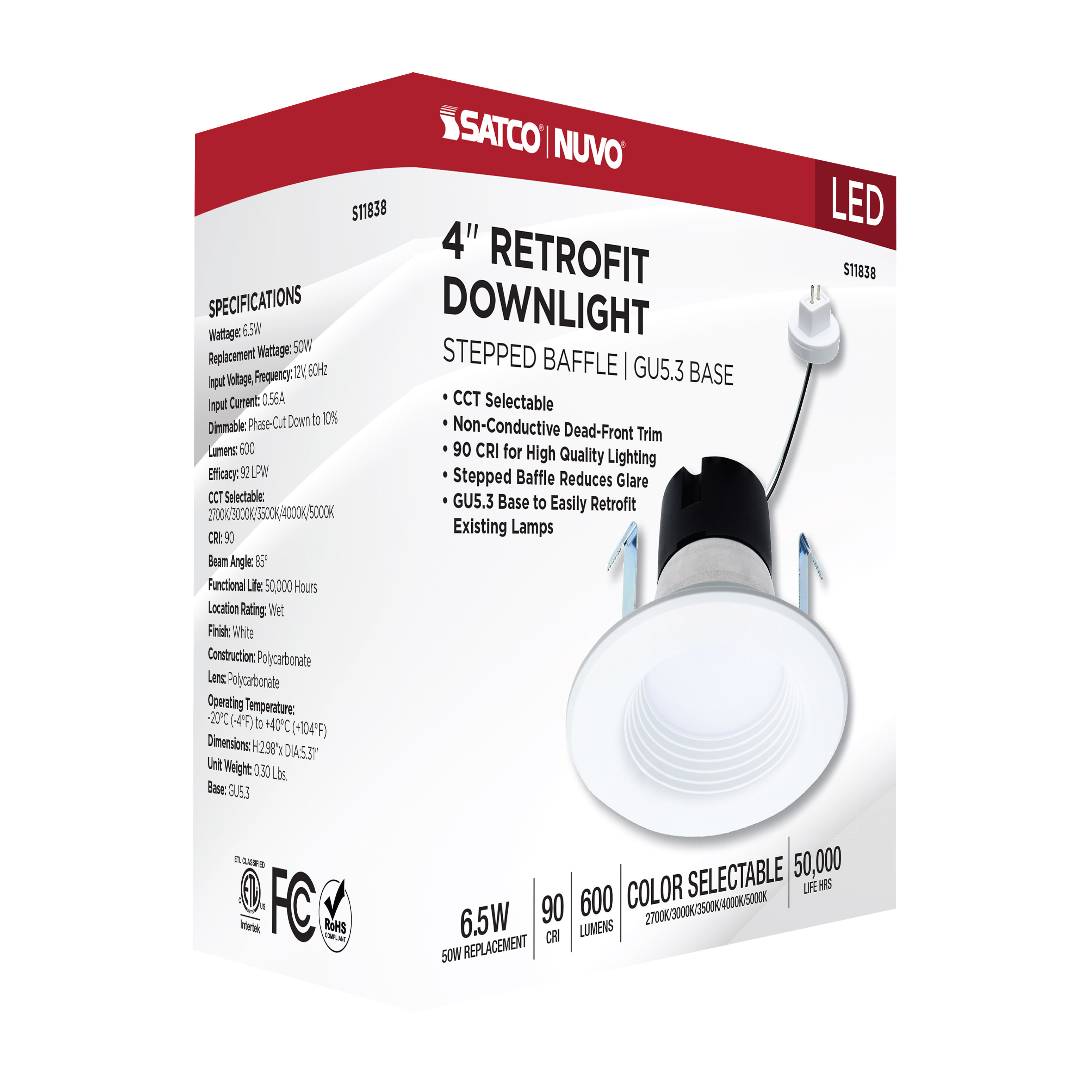 6.5WLED/DLR/BFL/4/CCT-SEL/12V - S11838