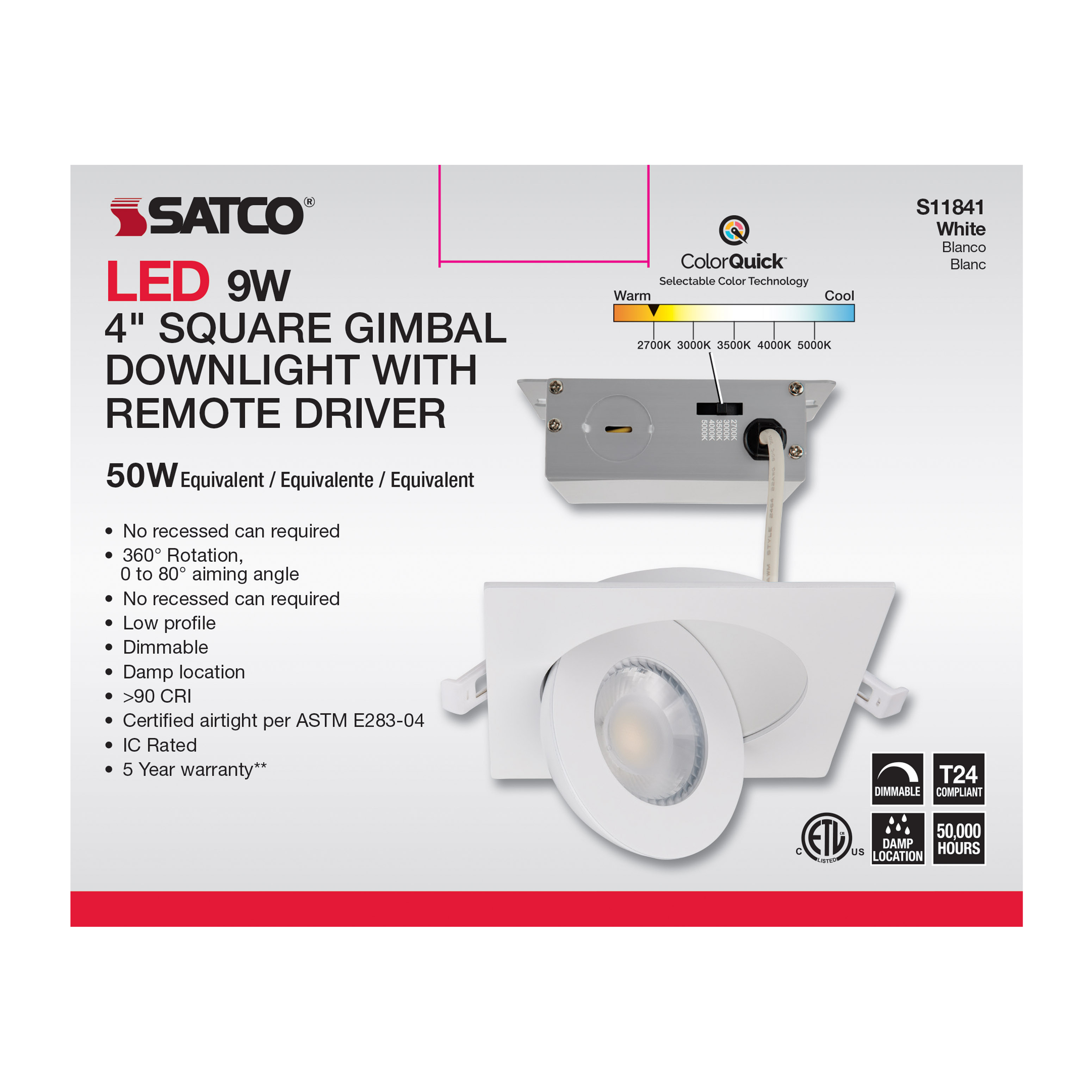 9WLED/GBL/4/CCT/SQ/WH - S11841