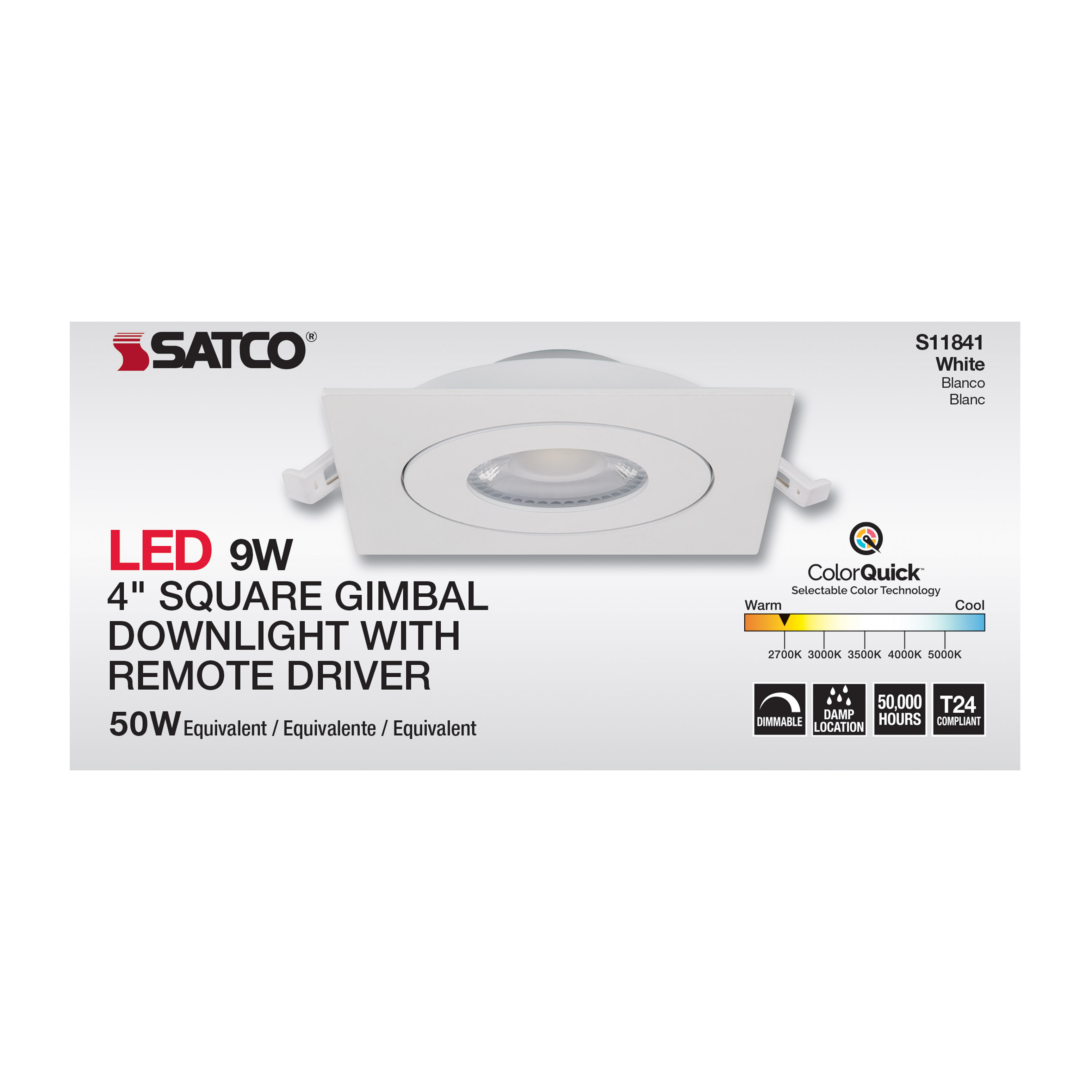 9WLED/GBL/4/CCT/SQ/WH - S11841