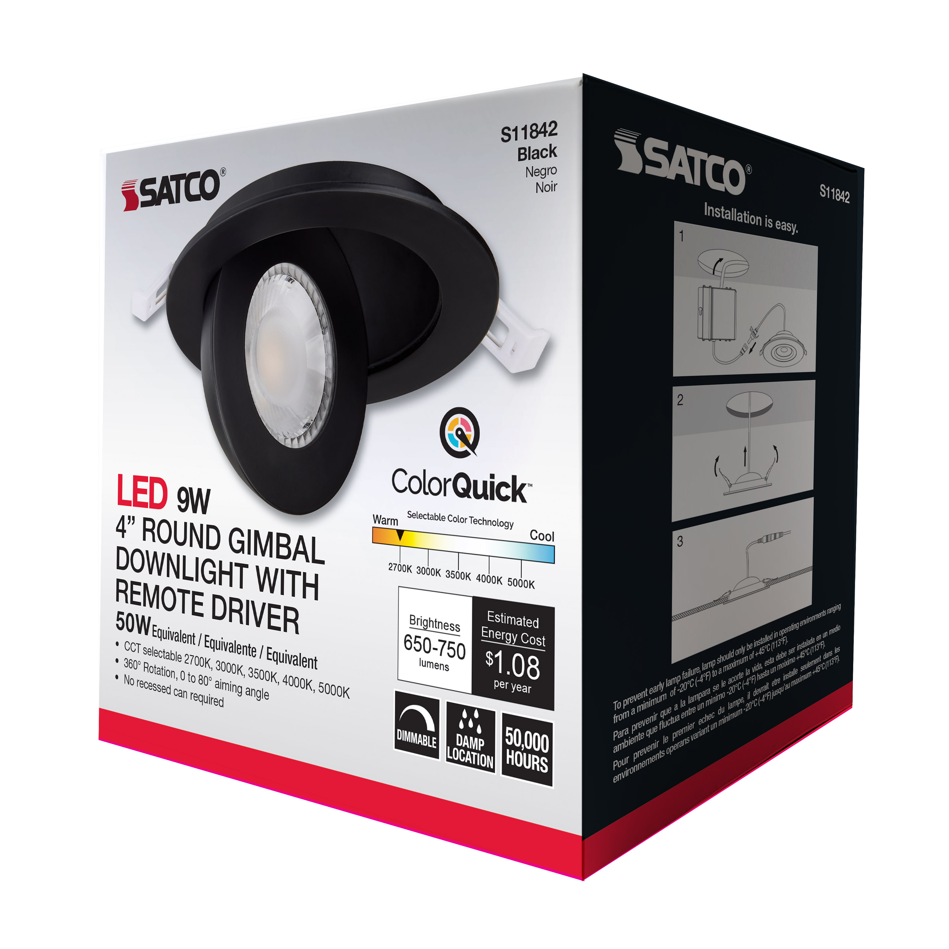 9WLED/GBL/4/CCT/RND/BLK - S11842