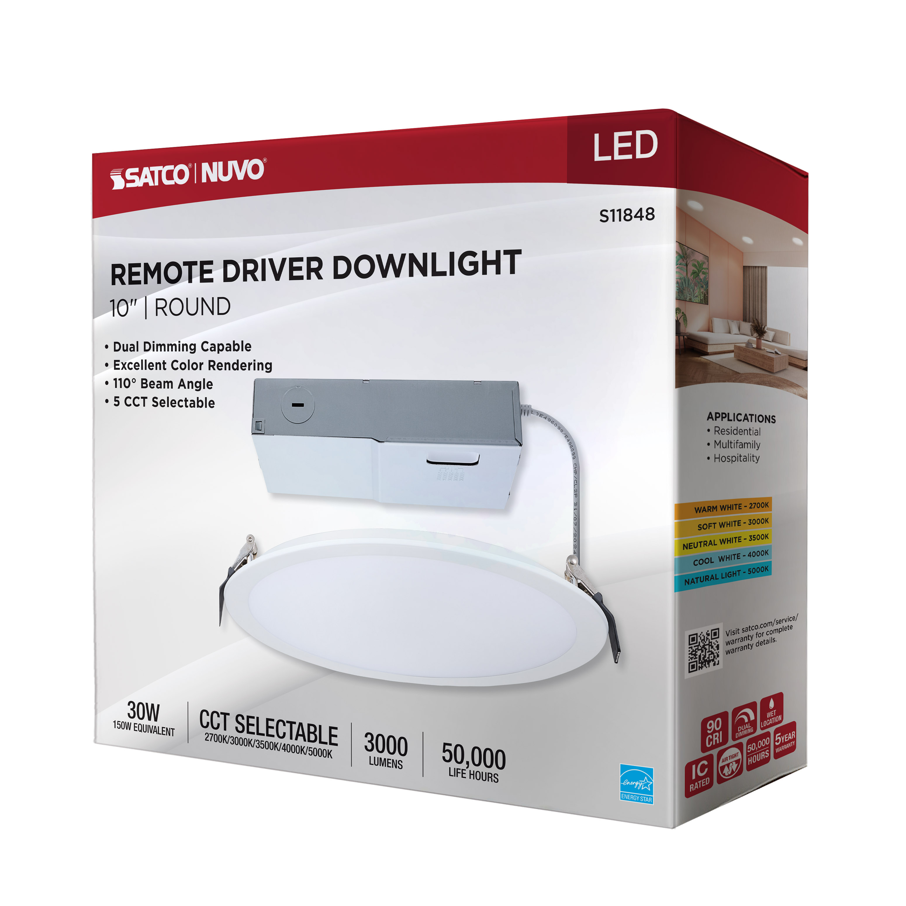 30WLED/DW/10/CCT/RND/FL/DD - S11848