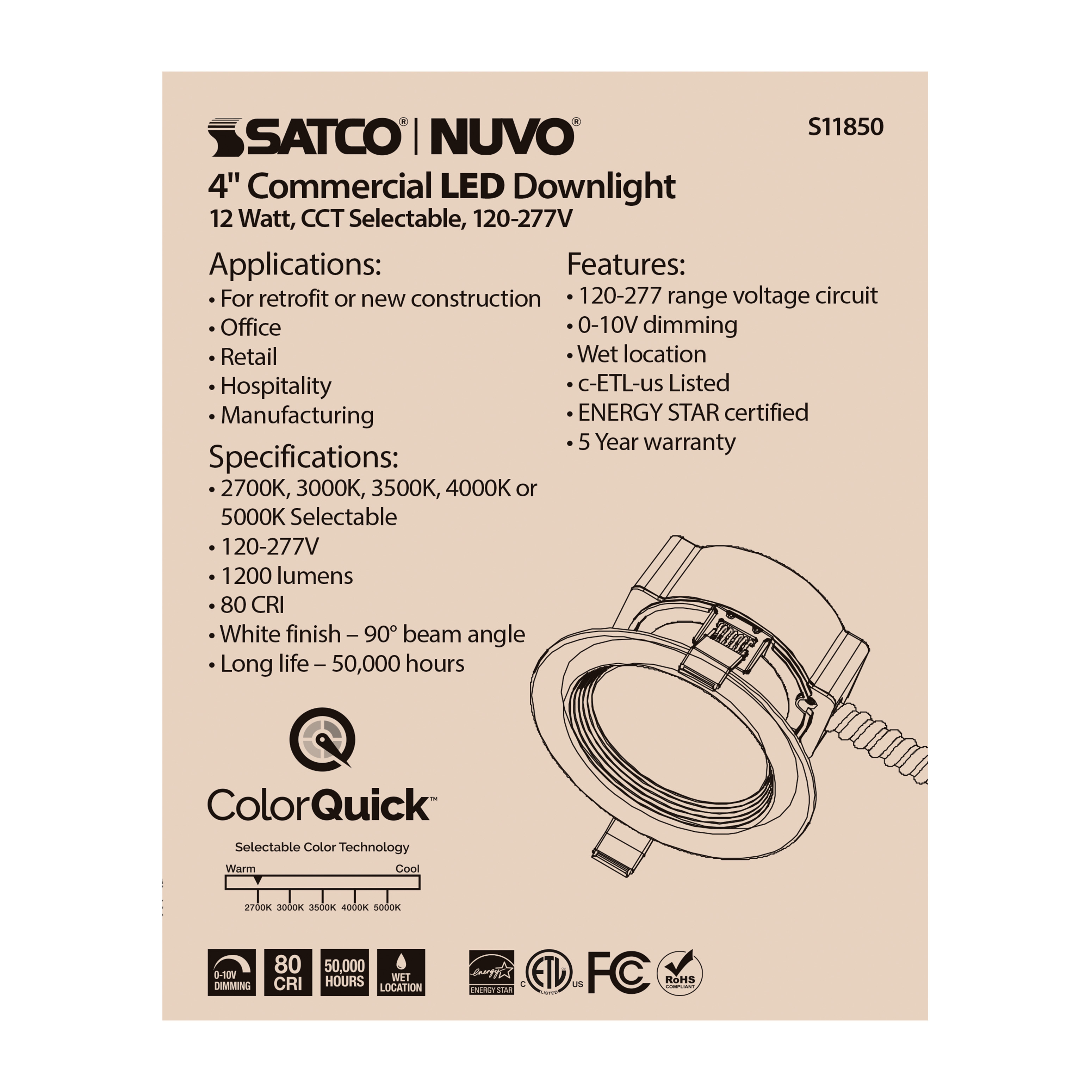 12WLED/CDL/4/CCT/120-277 - S11850