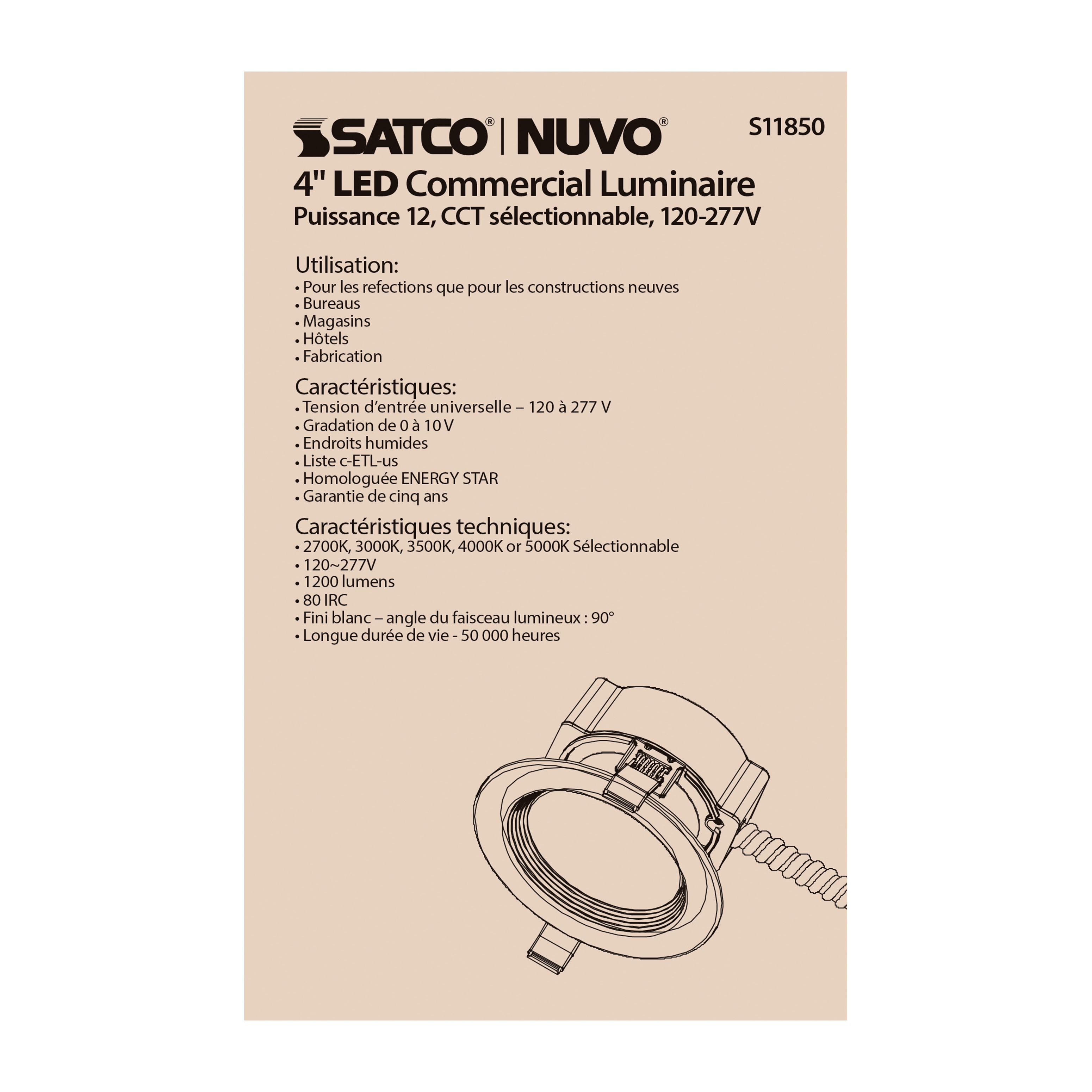 12WLED/CDL/4/CCT/120-277 - S11850