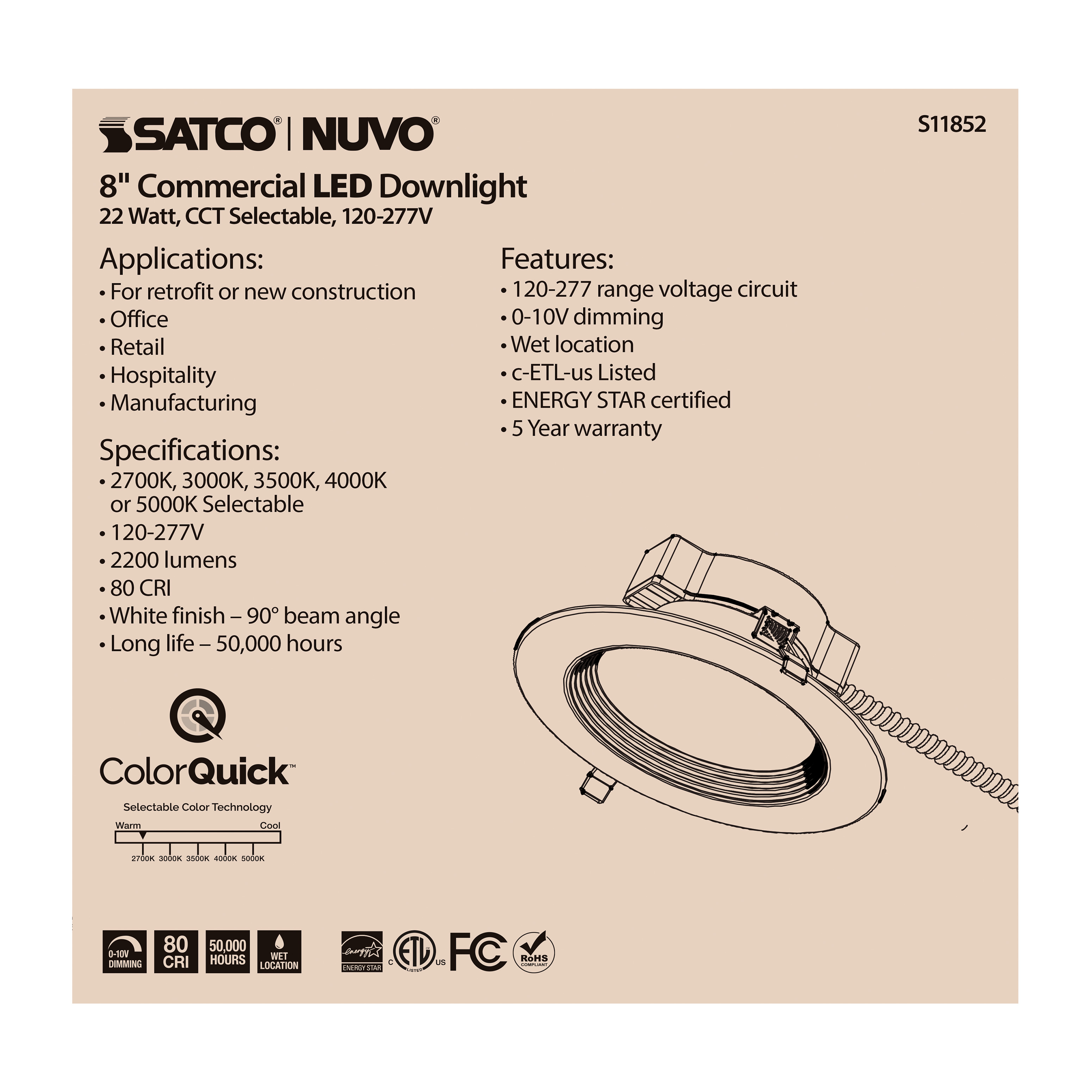 22WLED/CDL/8/CCT/120-277 - S11852