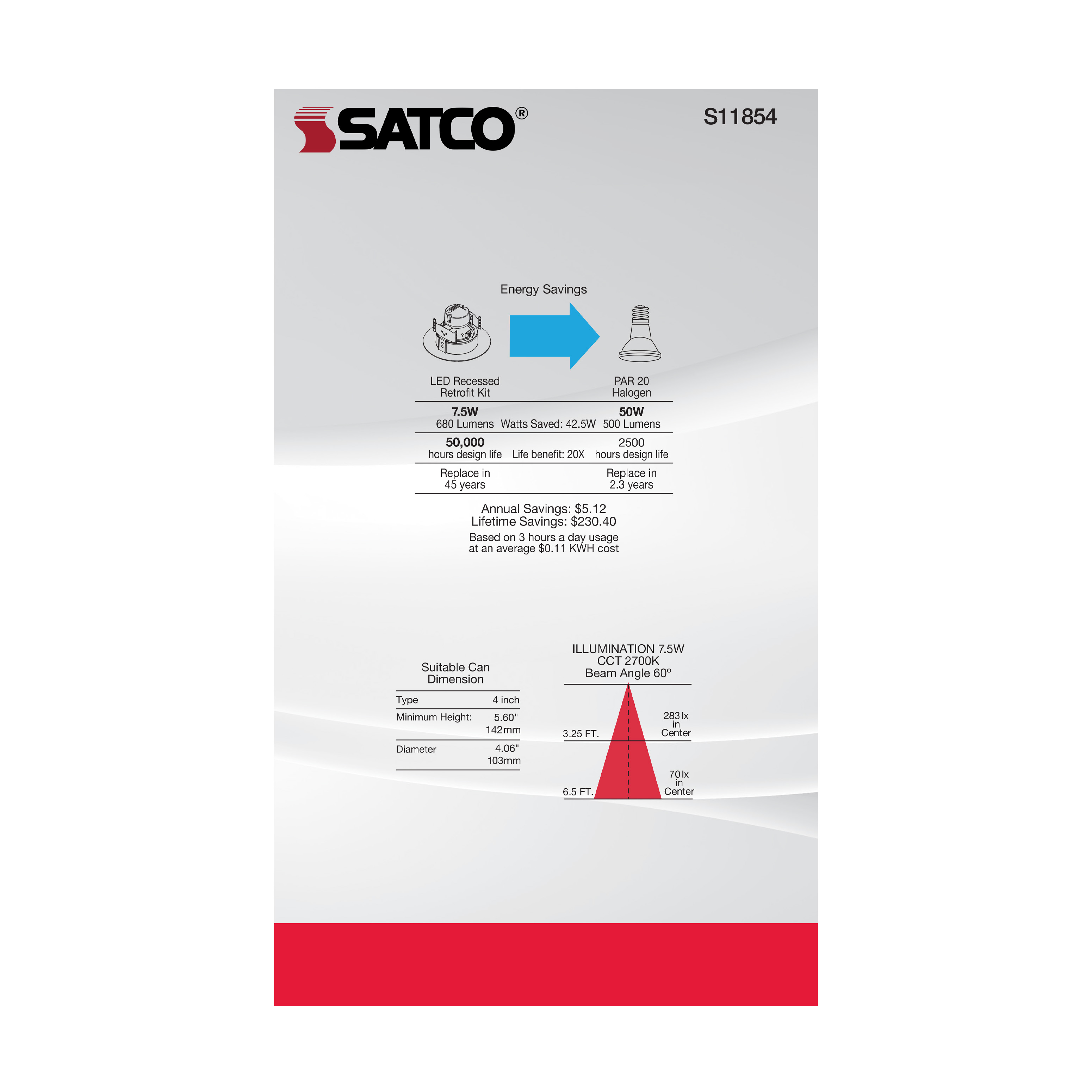 7.5WLED/DIR/4/60'/CCT-SEL/120V - S11854