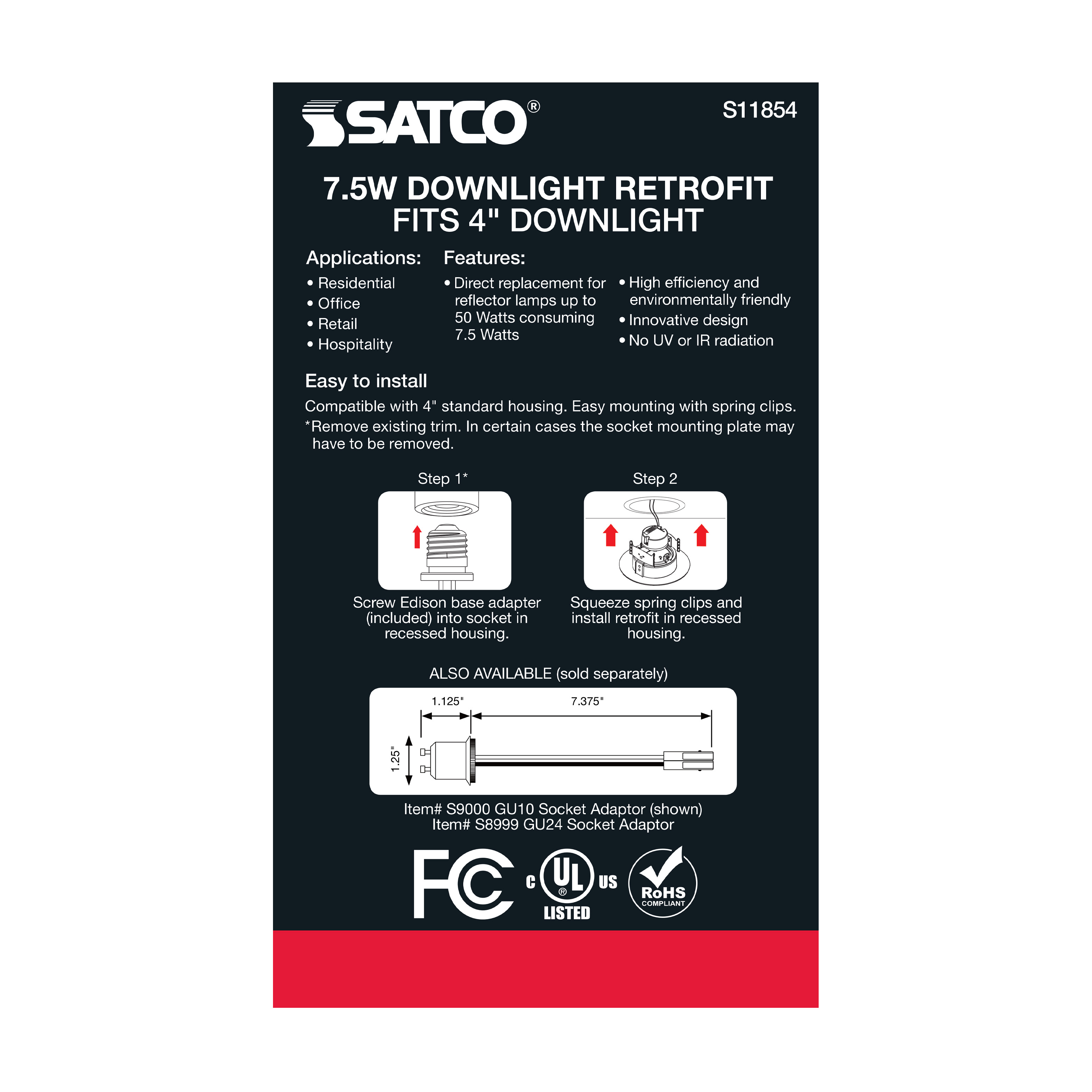 7.5WLED/DIR/4/60'/CCT-SEL/120V - S11854