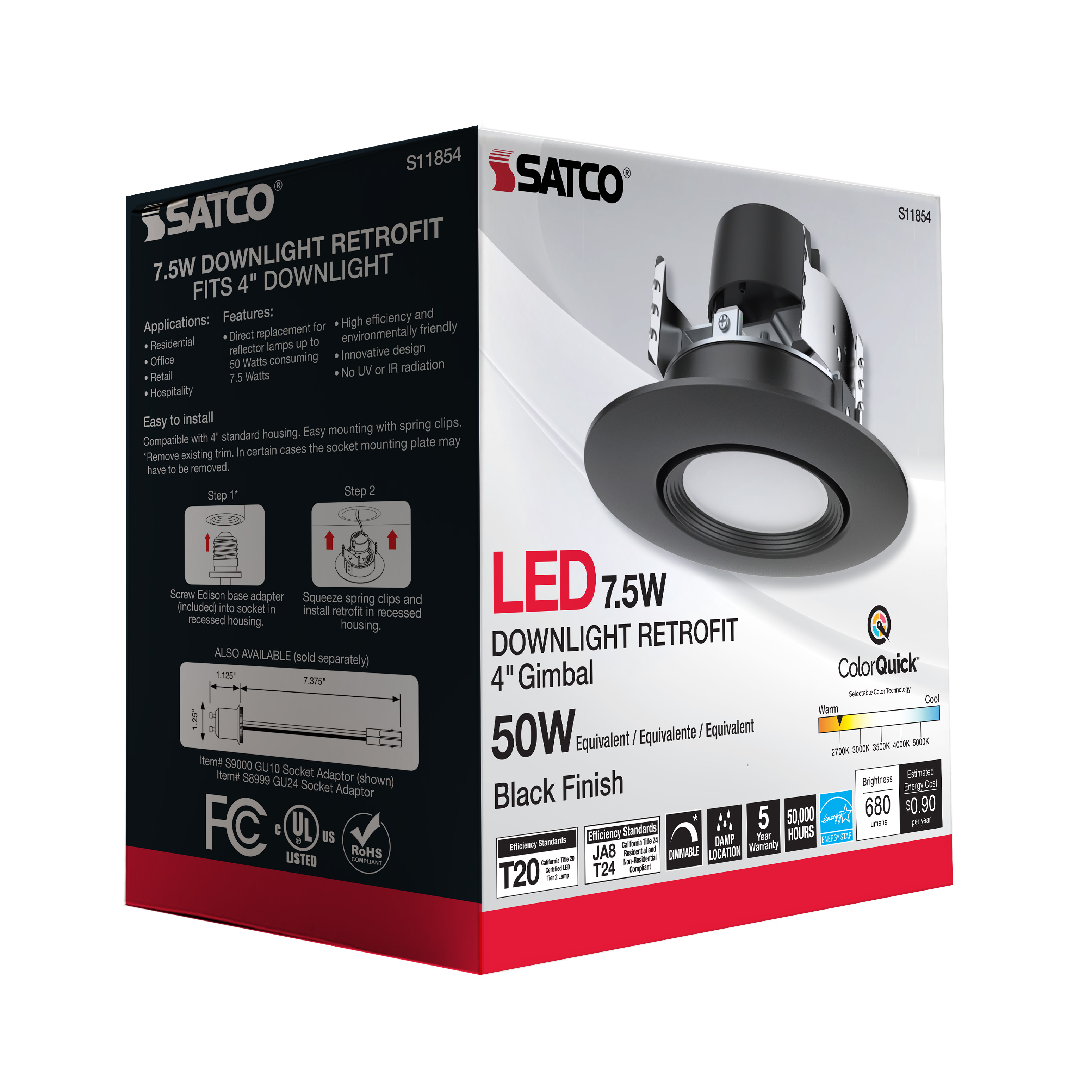 7.5WLED/DIR/4/60'/CCT-SEL/120V - S11854