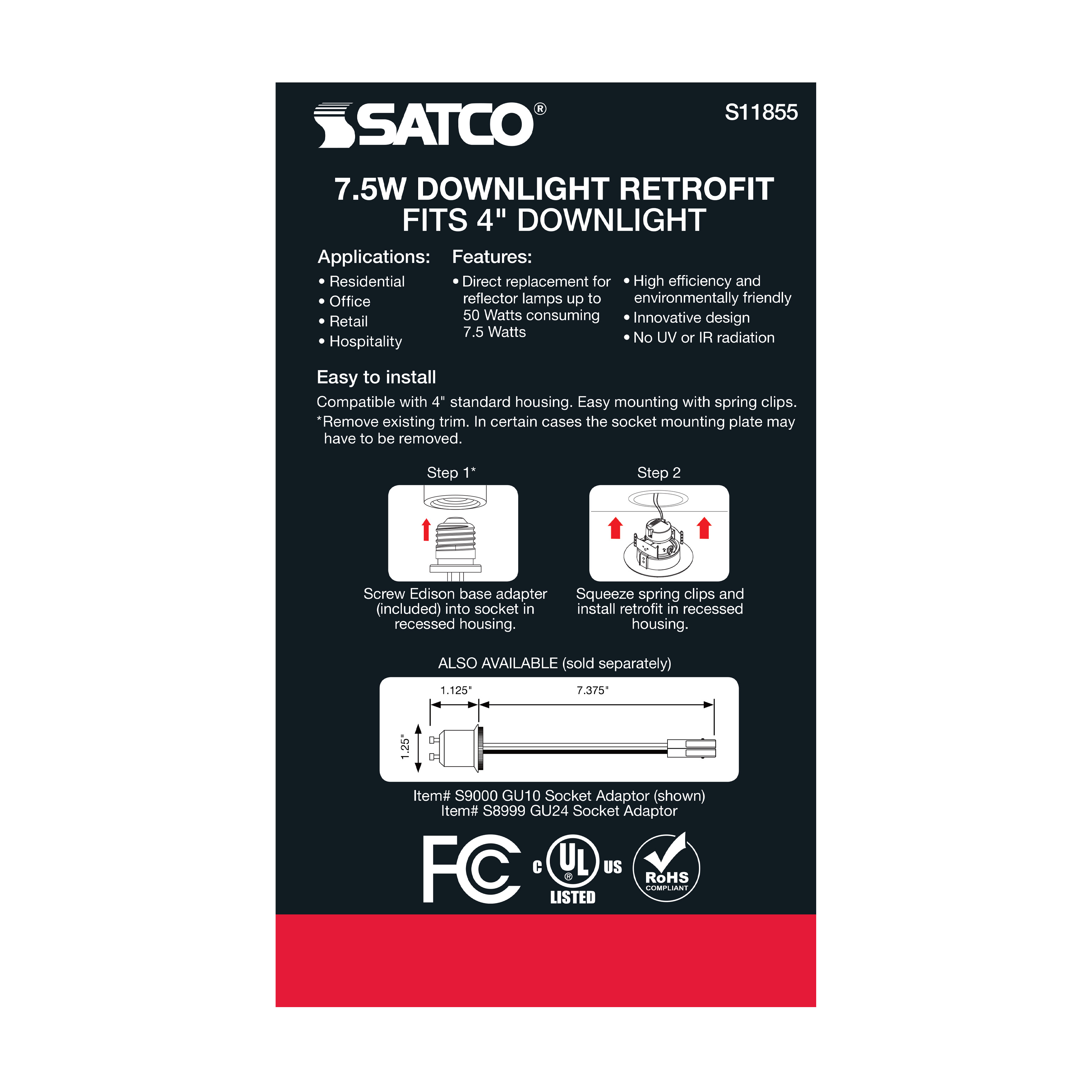 7.5WLED/DIR/4/60'/CCT-SEL/120V - S11855