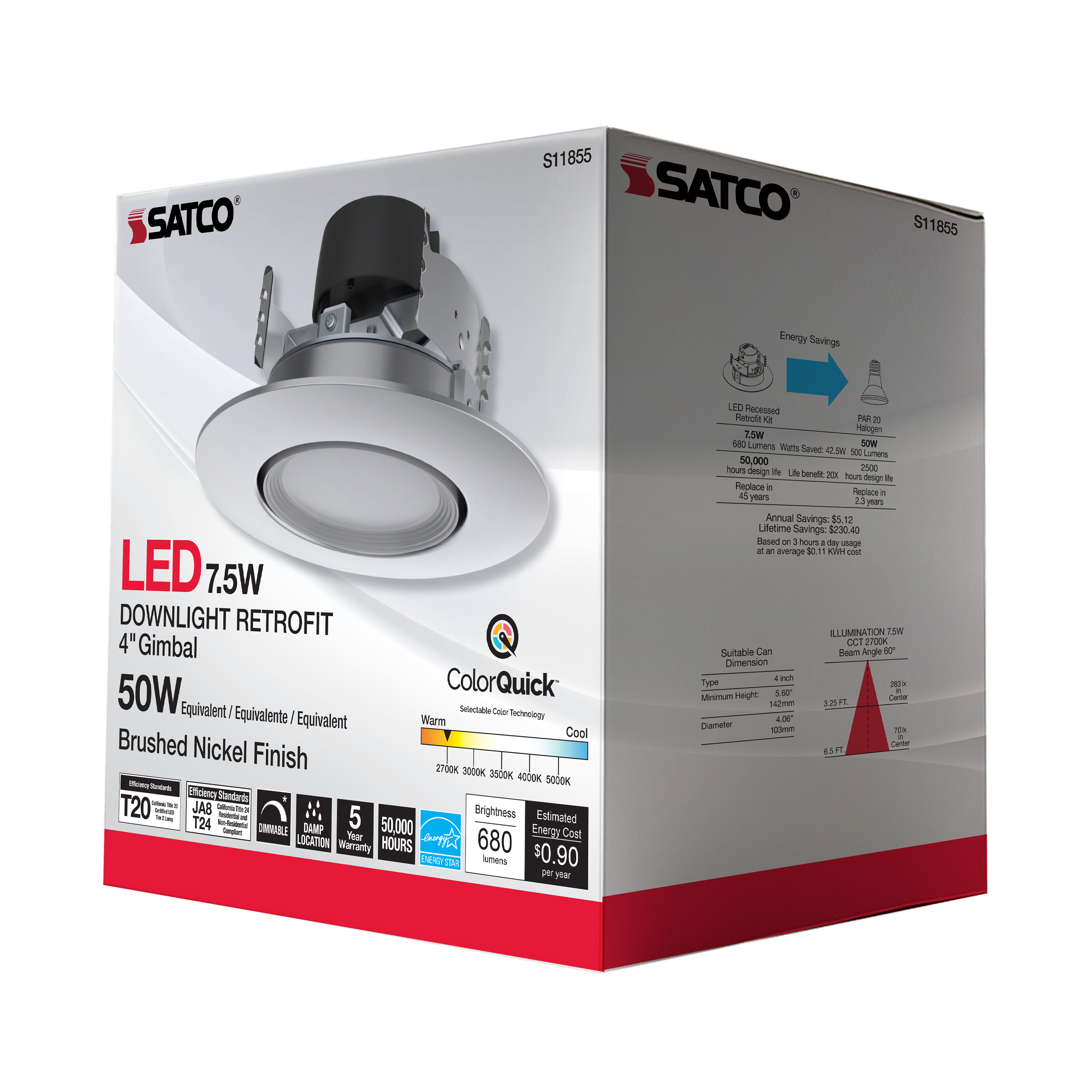 7.5WLED/DIR/4/60'/CCT-SEL/120V - S11855