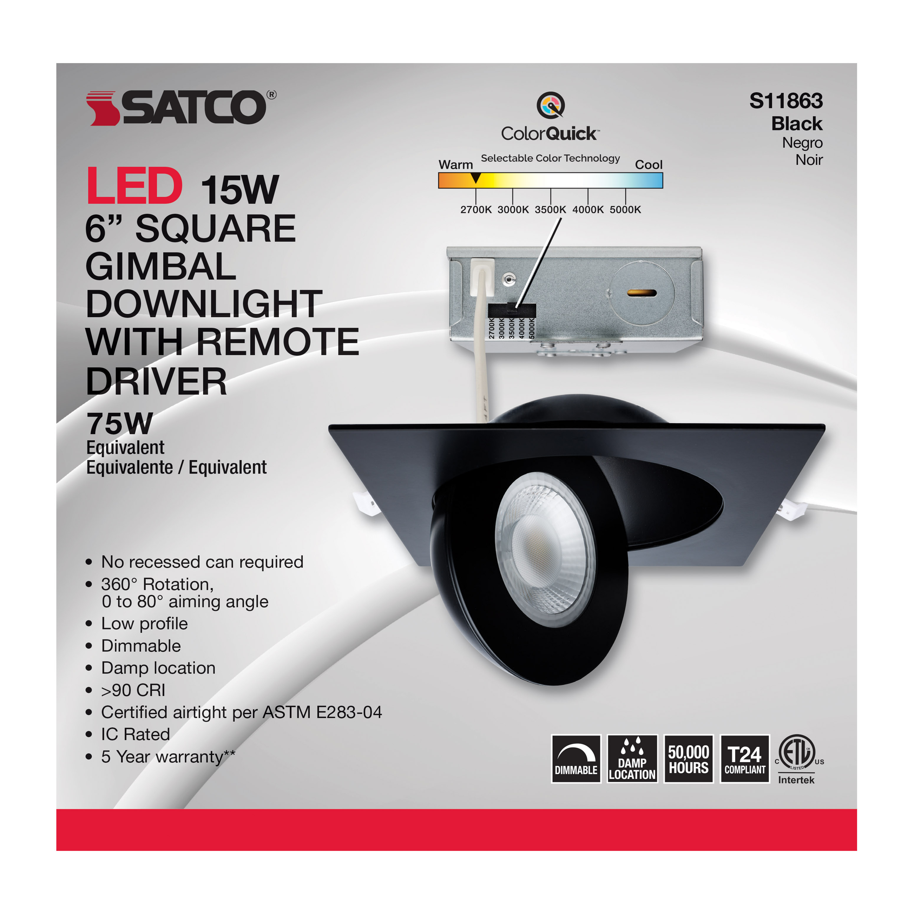 15WLED/GBL/6/CCT/SQ/BLK - S11863