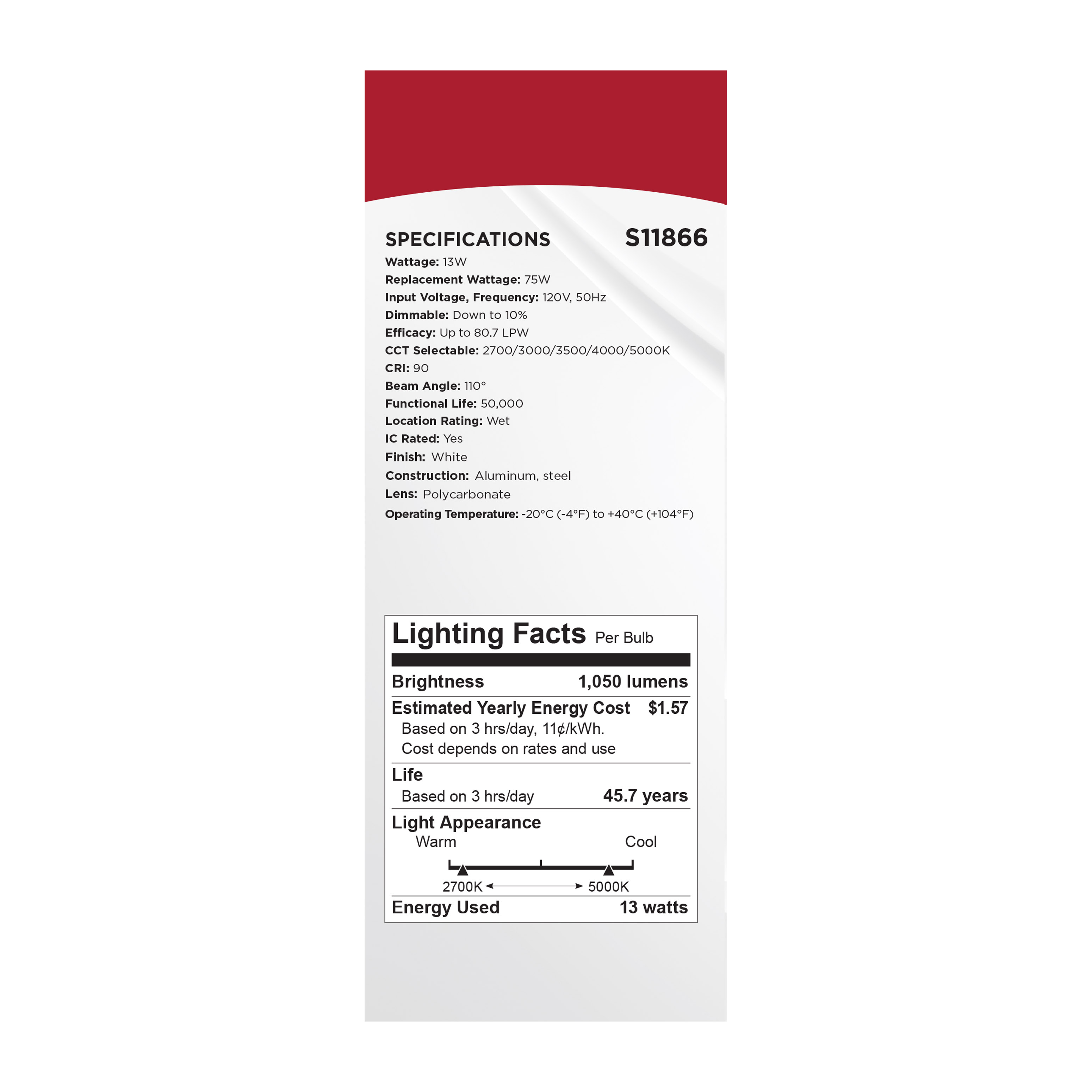 13WLED/6/FR/CCT/SLF/RD/FL/RND - S11866