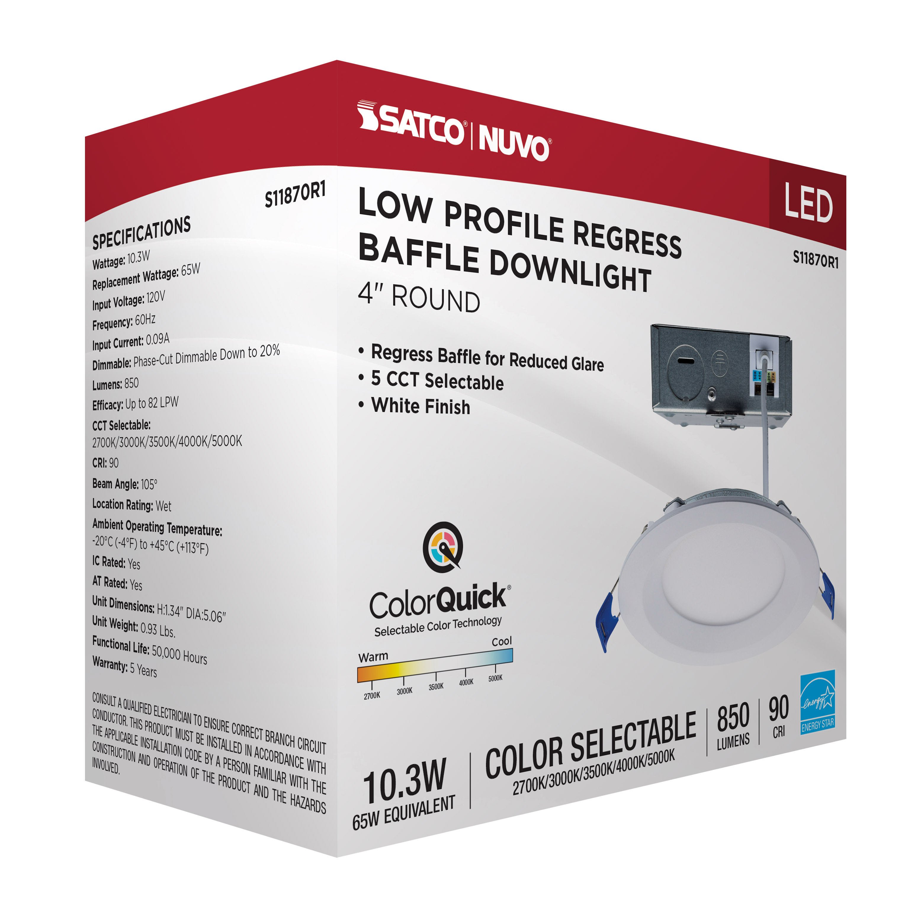 10WLED/DW/4/CCT-SEL/RND/RD/WH - S11870R1