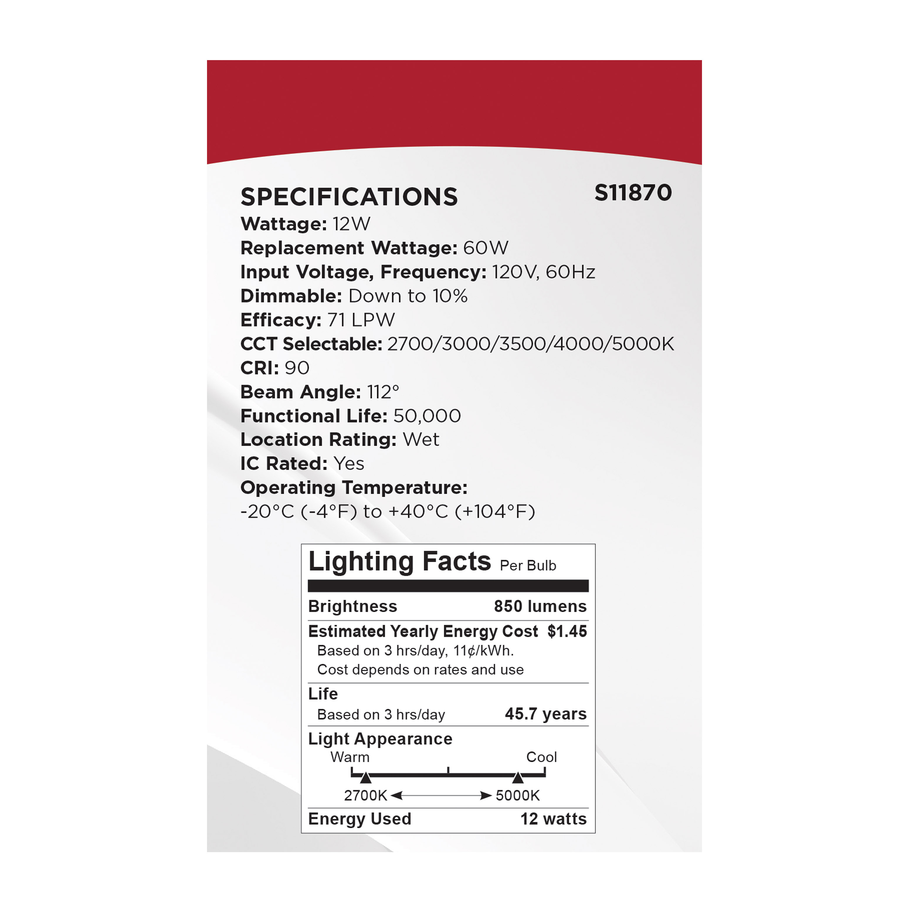 12WLED/DW/4/CCT-SEL/RND/RD/WH - S11870