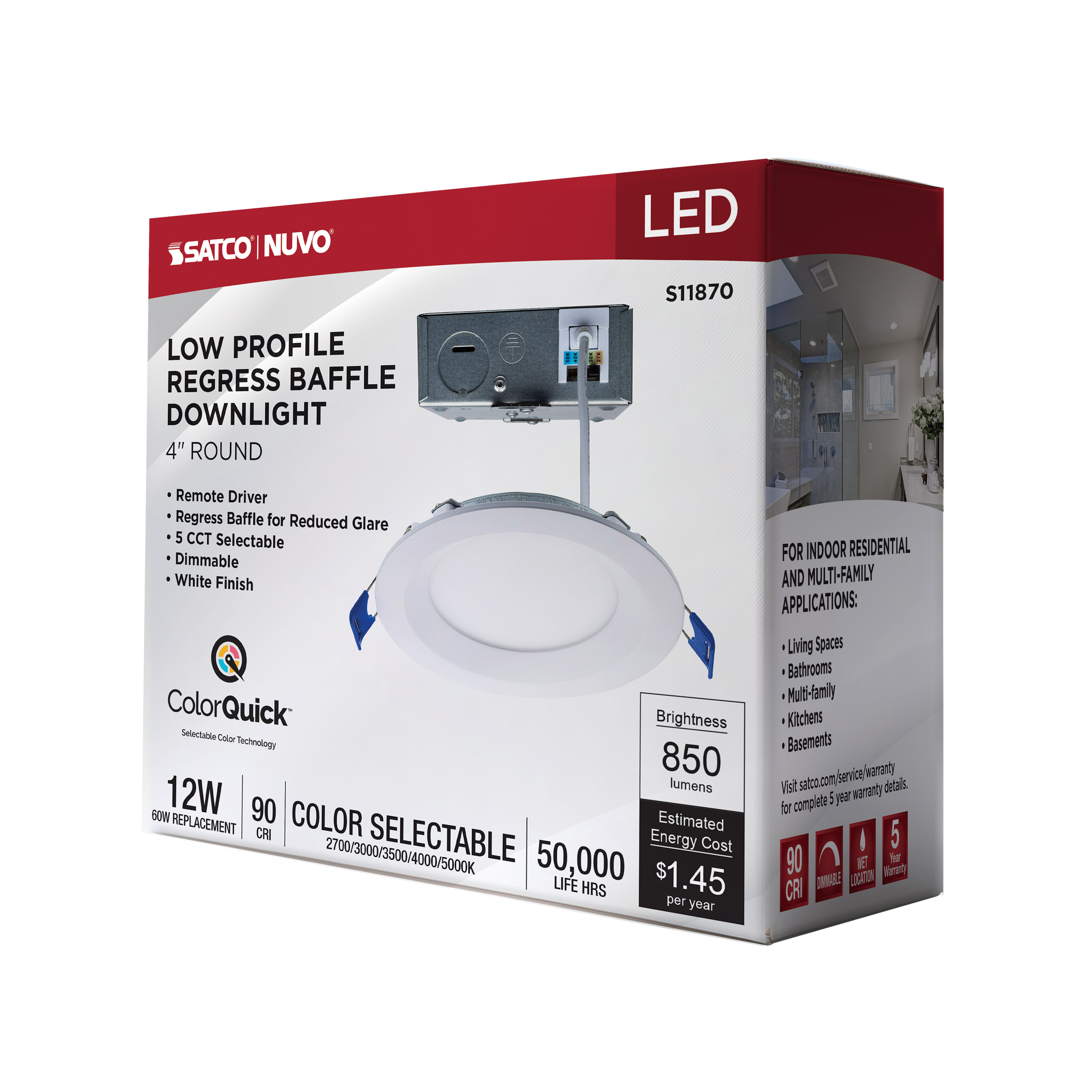 12WLED/DW/4/CCT-SEL/RND/RD/WH - S11870