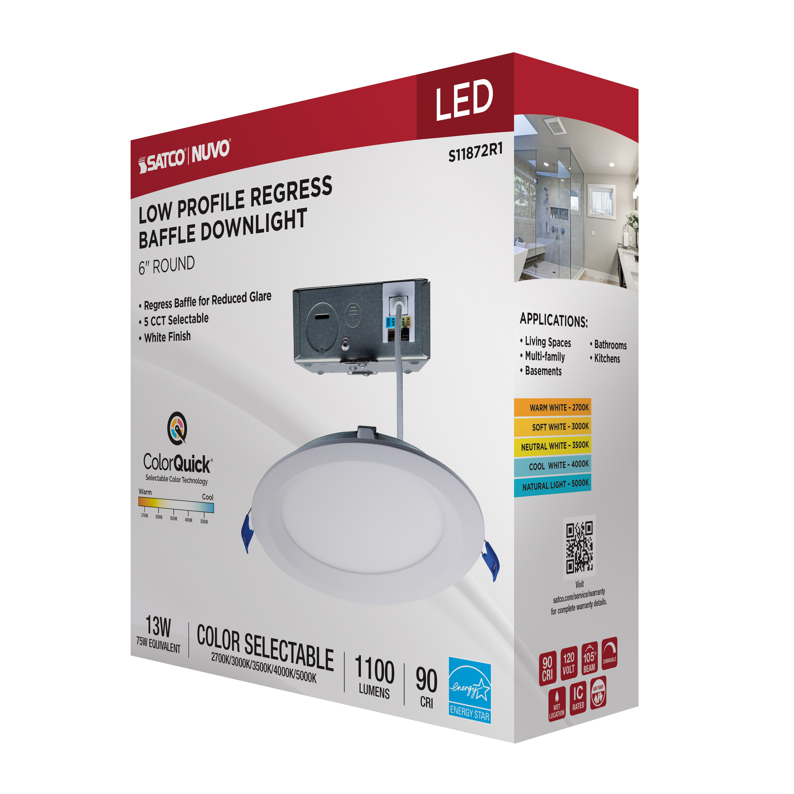 13WLED/DW/6/CCT-SEL/RND/RD/WH - S11872R1