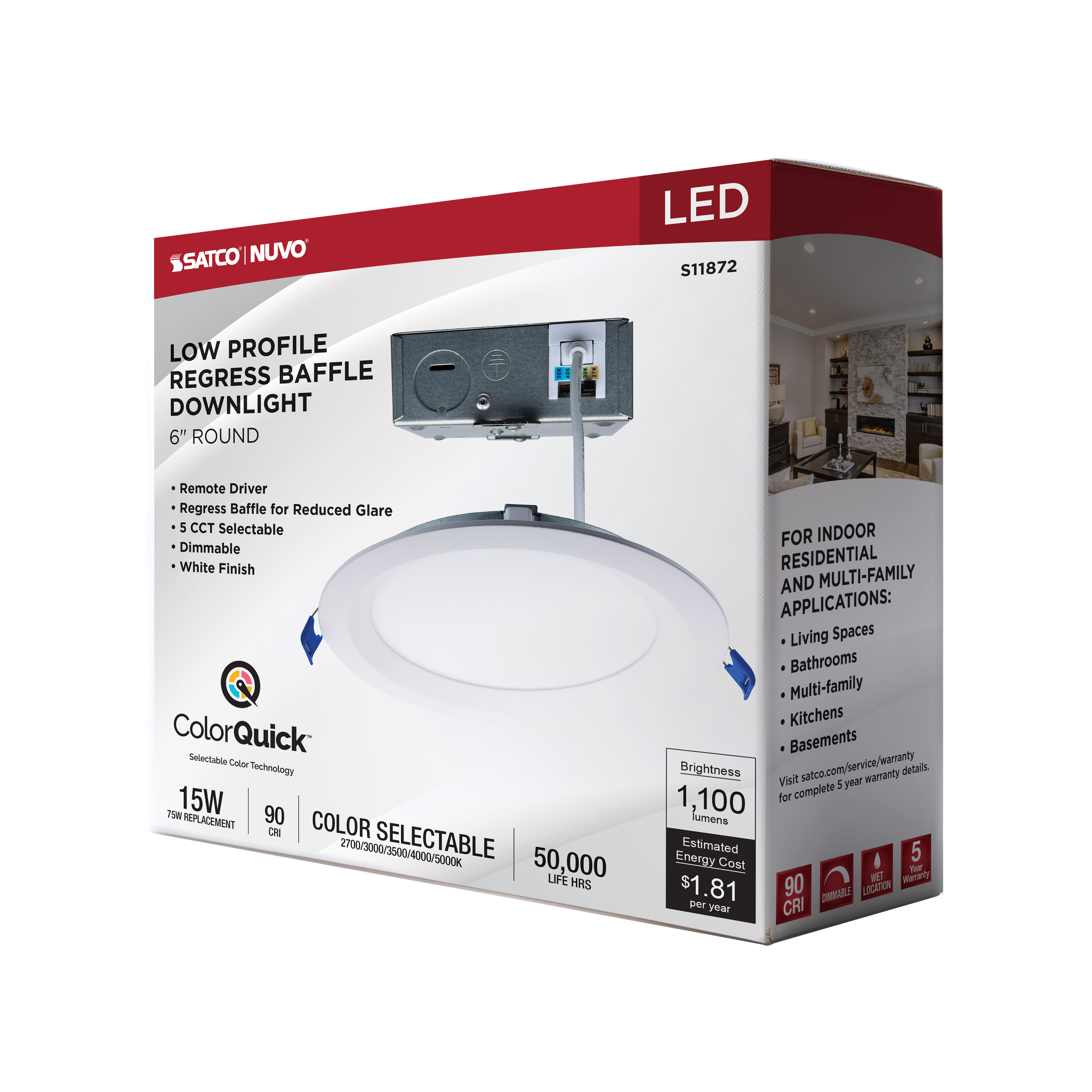 15WLED/DW/6/CCT-SEL/RND/RD/WH - S11872