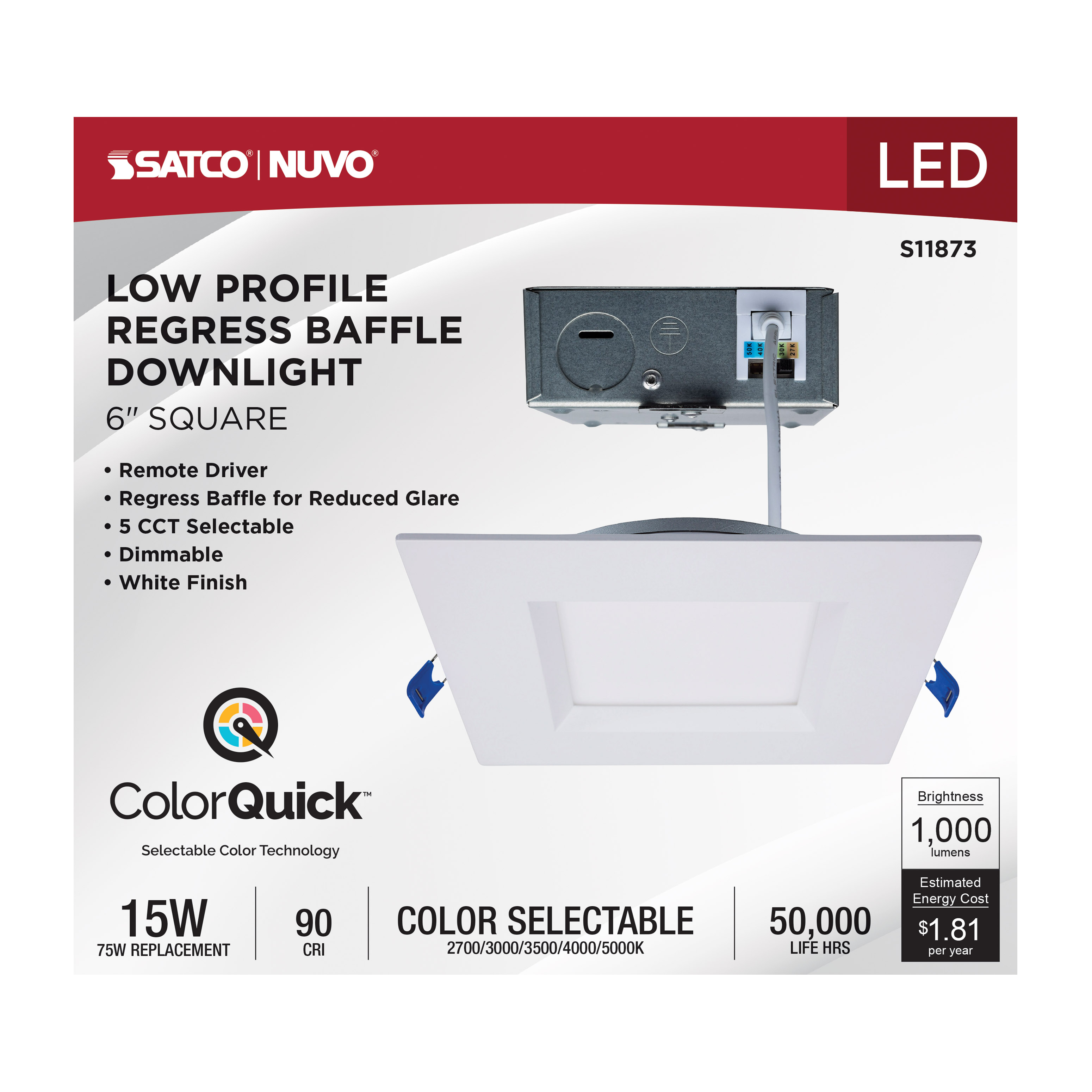 15WLED/DW/6/CCT-SEL/SQ/RD/WH - S11873