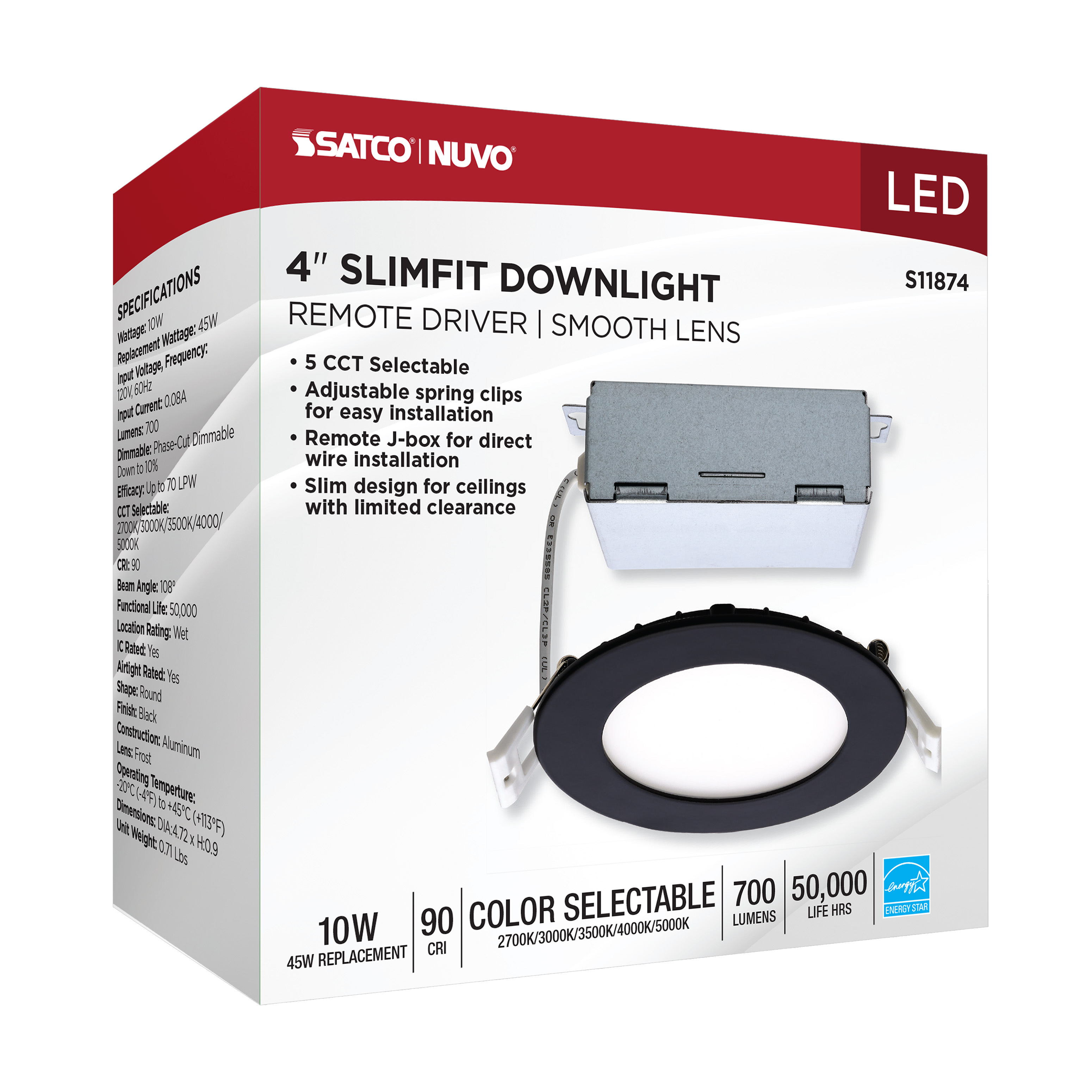 10WLED/DW/4/CCT-SEL/RND/RD/BK - S11874