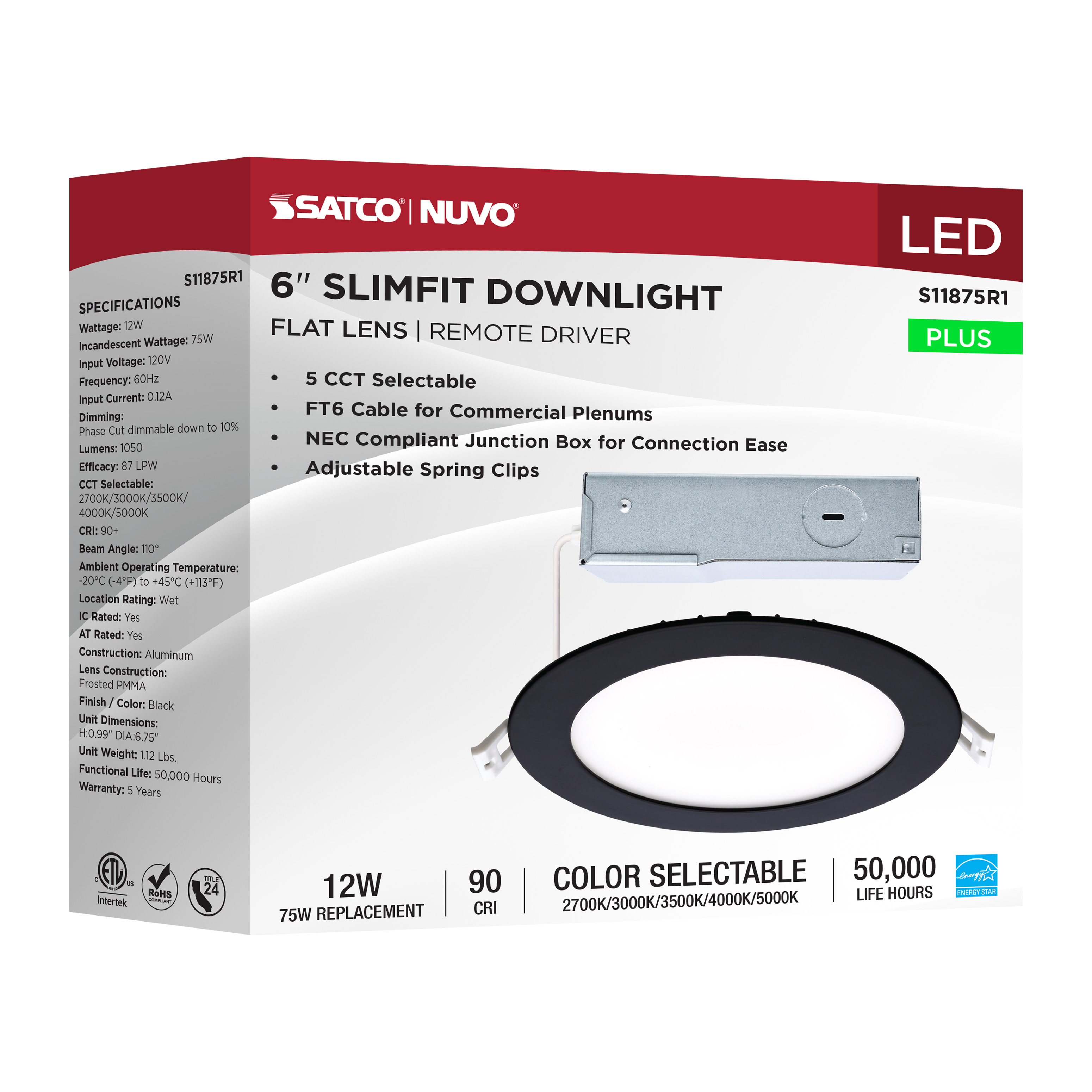 12WLED/DW/6/CCT-SEL/RND/RD/BK - S11875R1