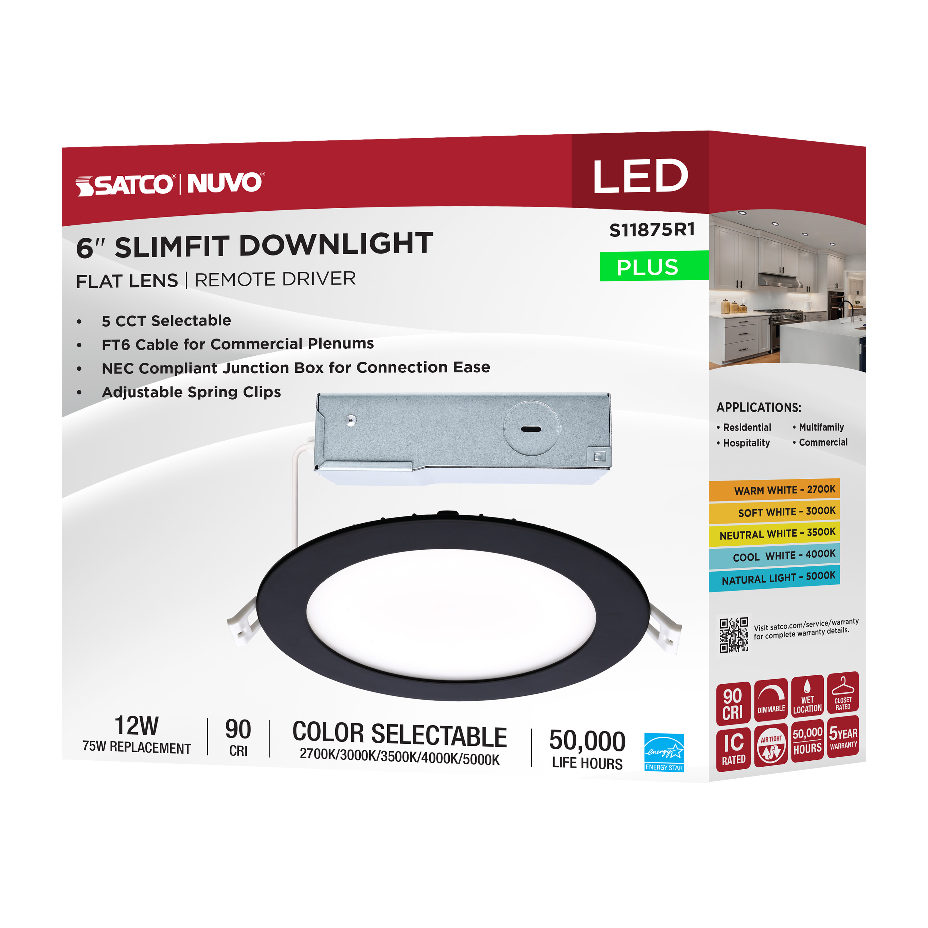 12WLED/DW/6/CCT-SEL/RND/RD/BK - S11875R1