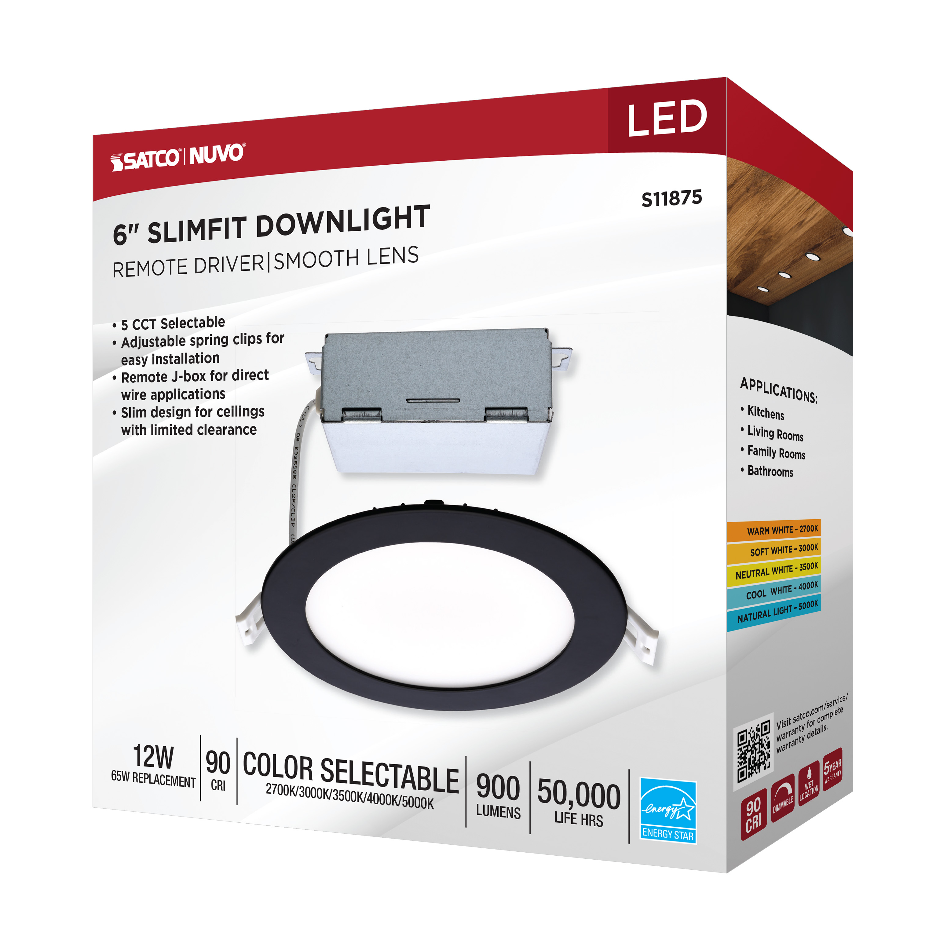 12WLED/DW/6/CCT-SEL/RND/RD/BK - S11875