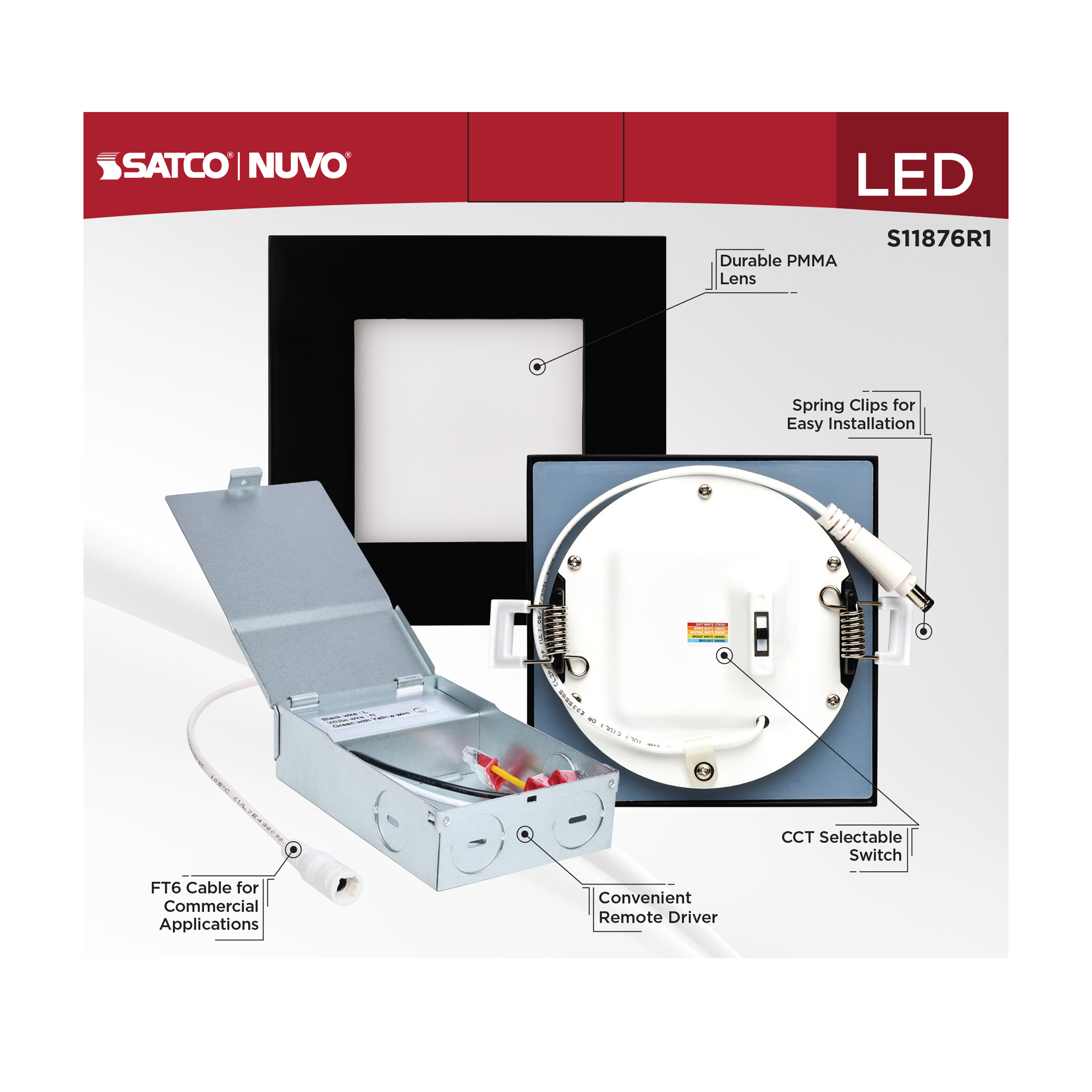 10WLED/DW/4/CCT-SEL/SQ/RD/BK - S11876R1