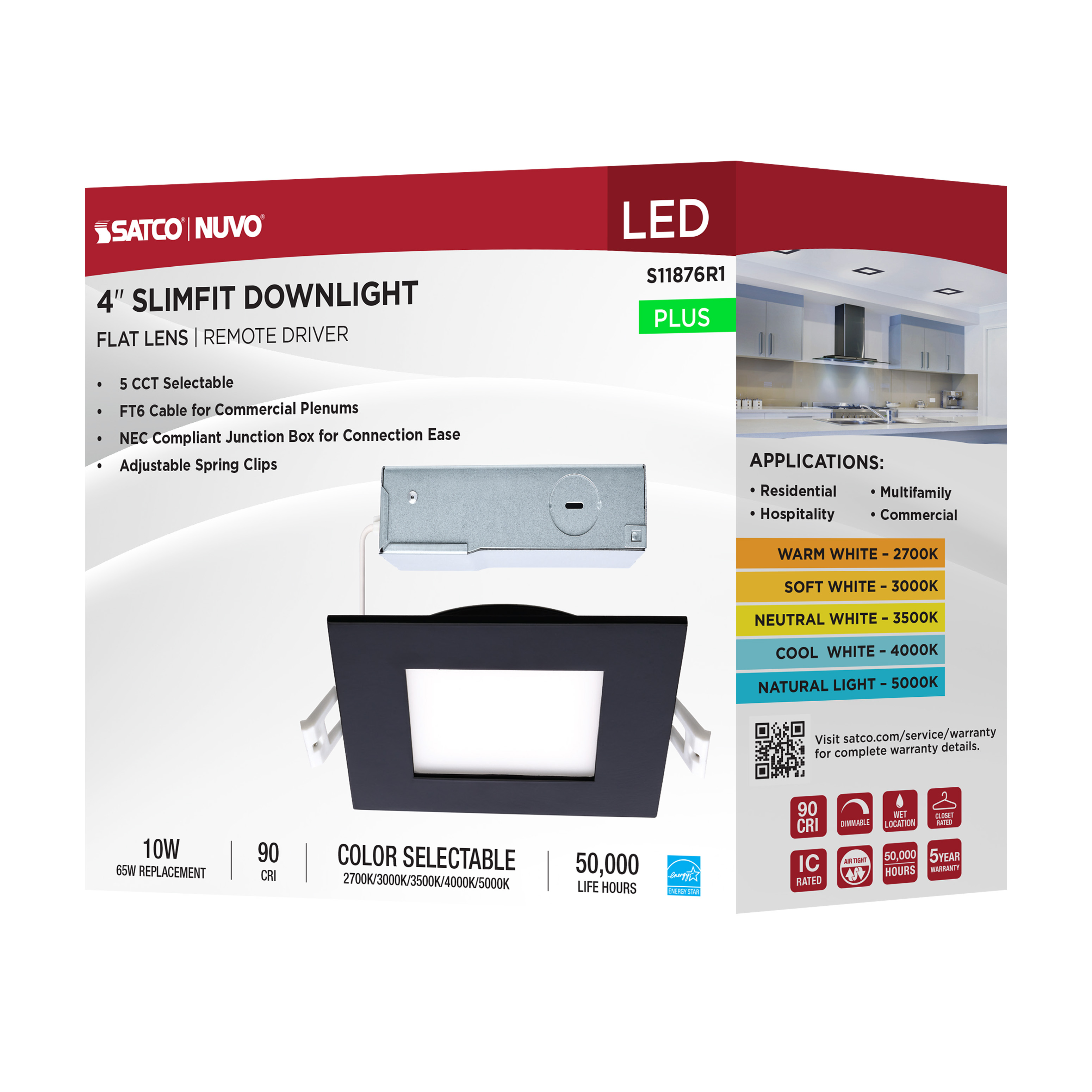 10WLED/DW/4/CCT-SEL/SQ/RD/BK - S11876R1