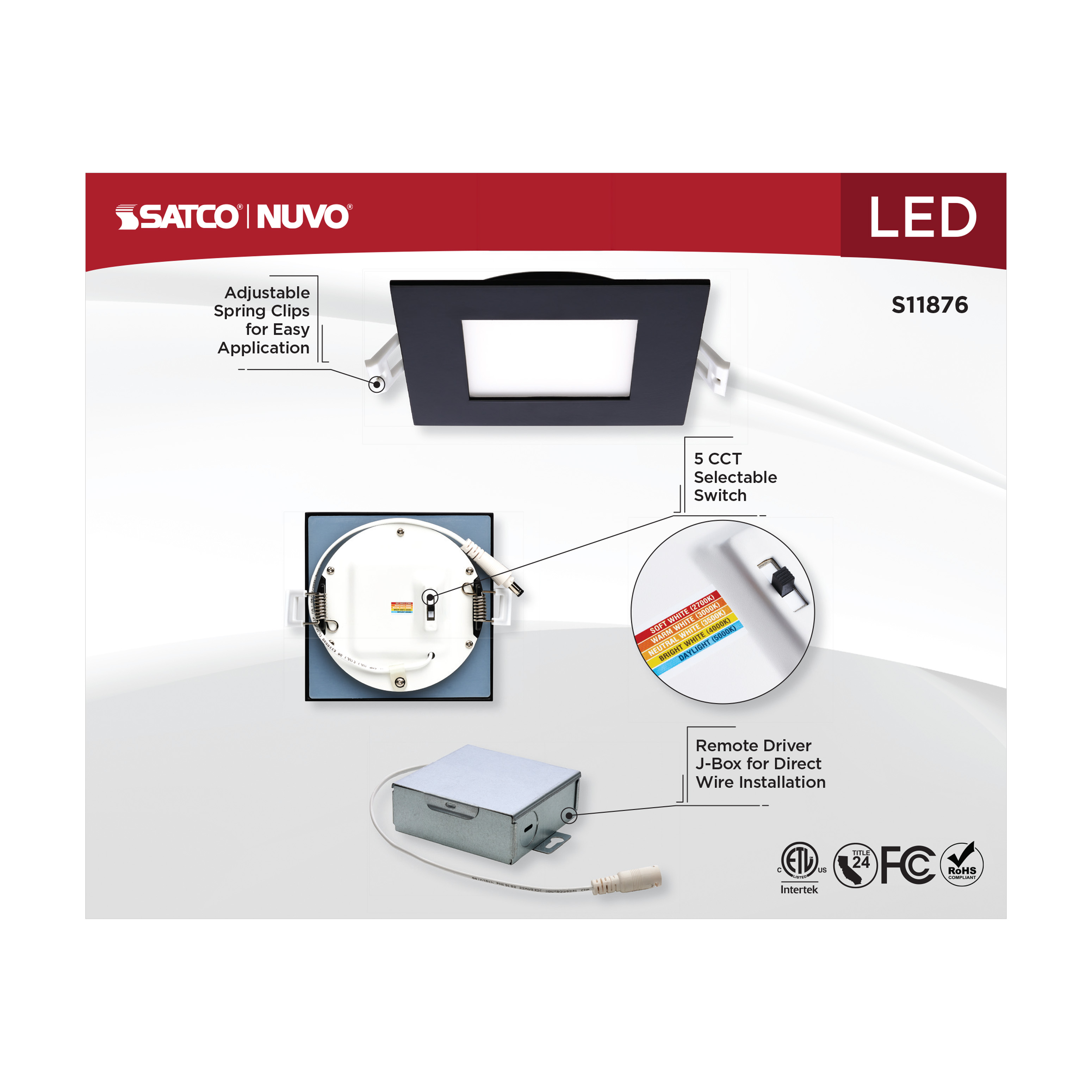 10WLED/DW/4/CCT-SEL/SQ/RD/BK - S11876