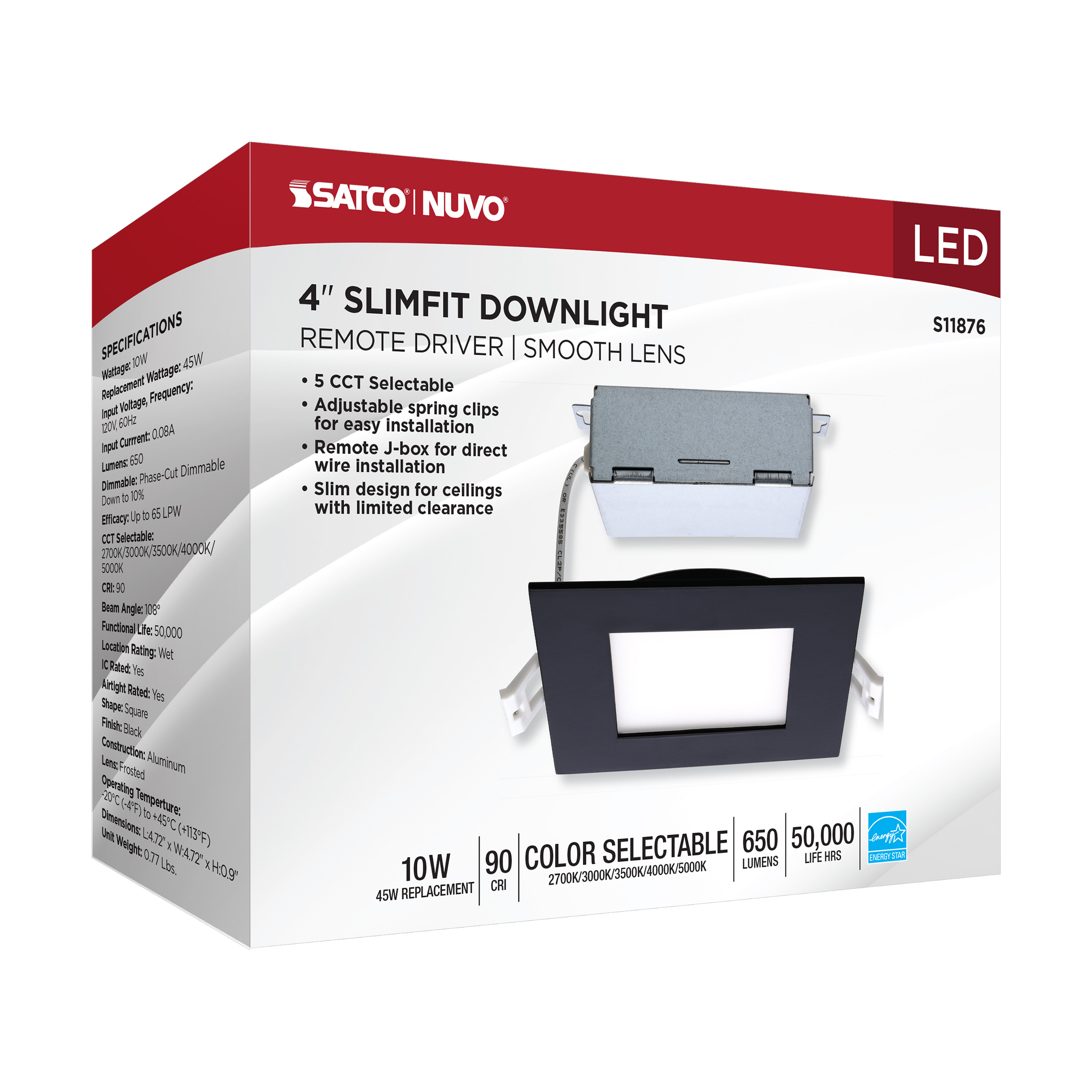 10WLED/DW/4/CCT-SEL/SQ/RD/BK - S11876