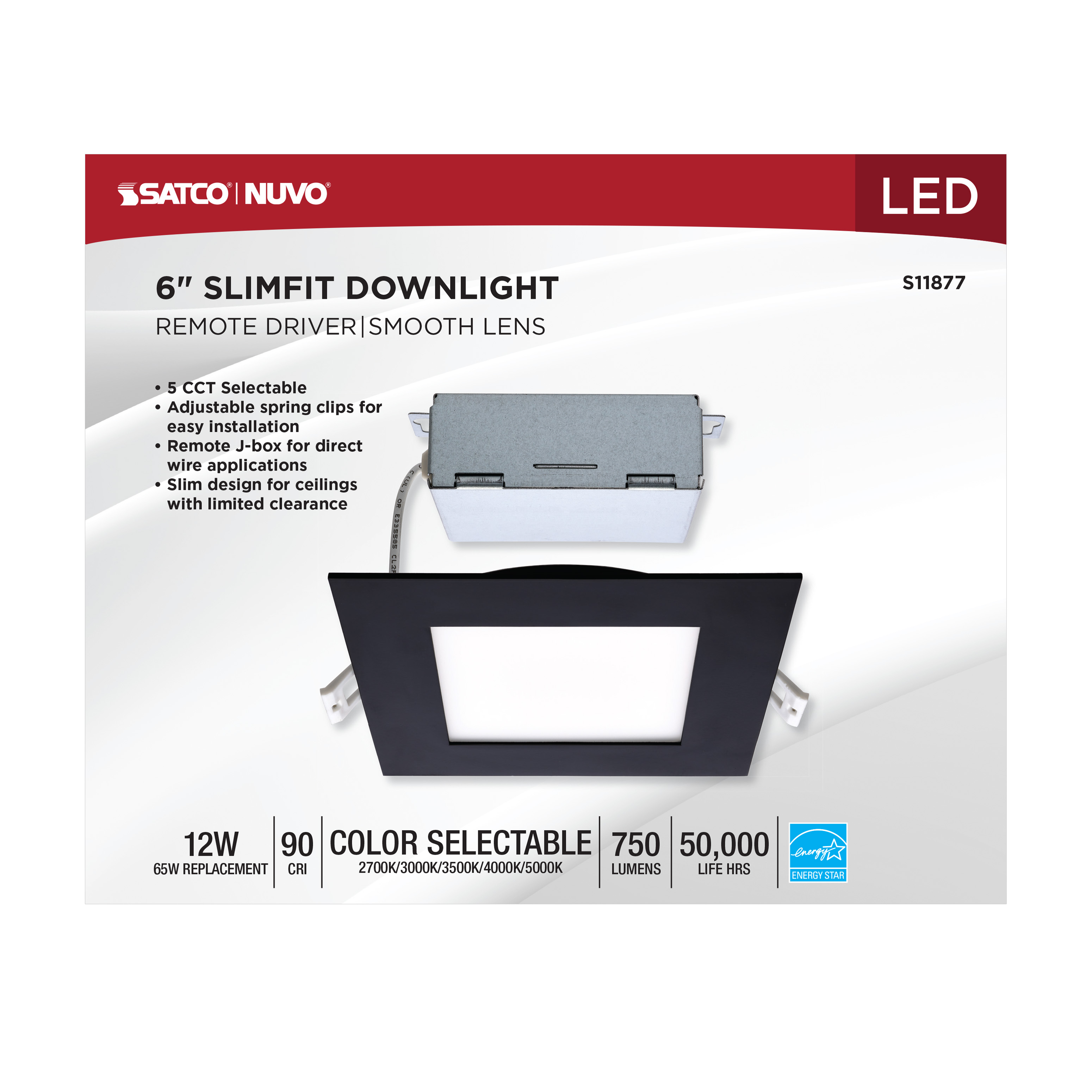 12WLED/DW/6/CCT-SEL/SQ/RD/BK - S11877