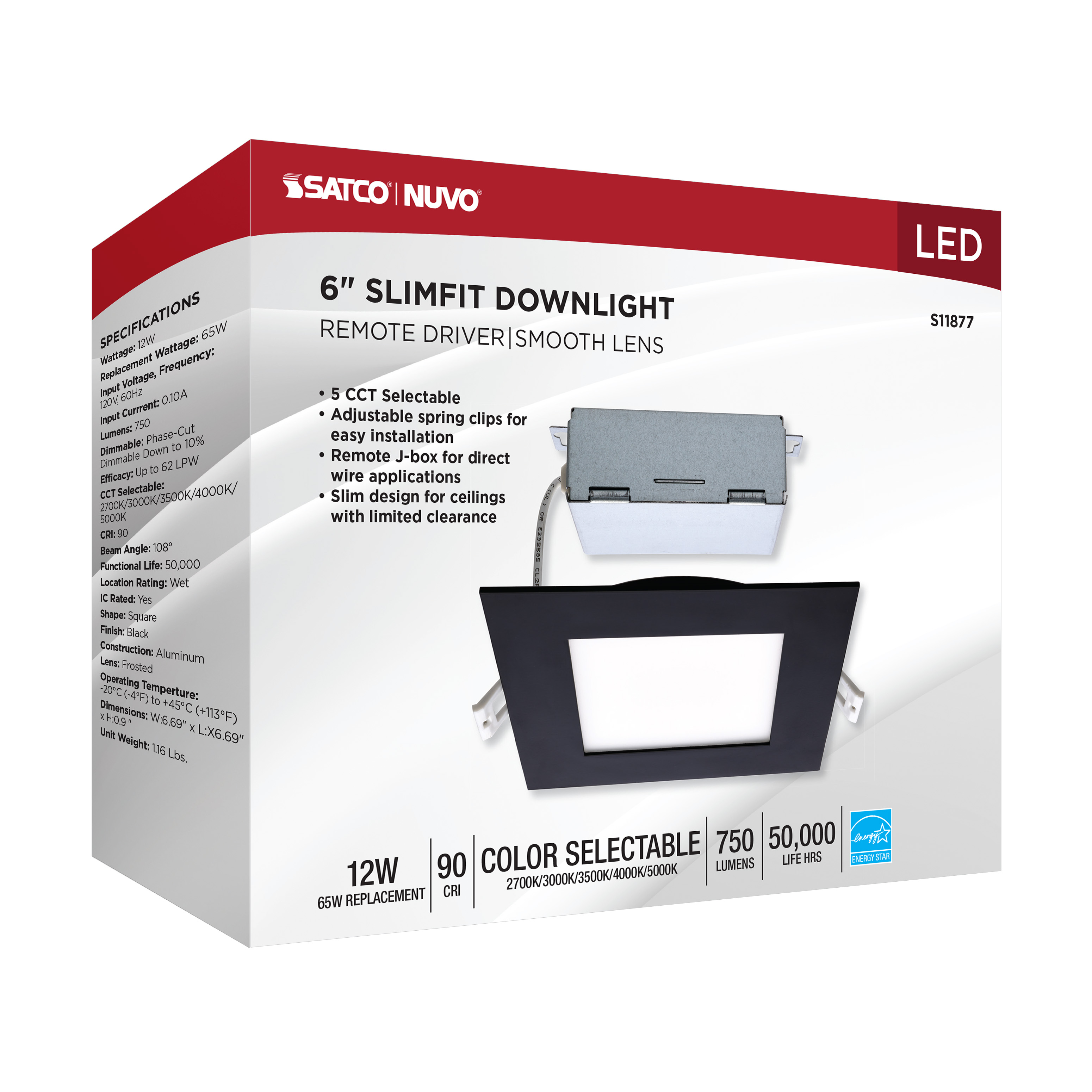 12WLED/DW/6/CCT-SEL/SQ/RD/BK - S11877