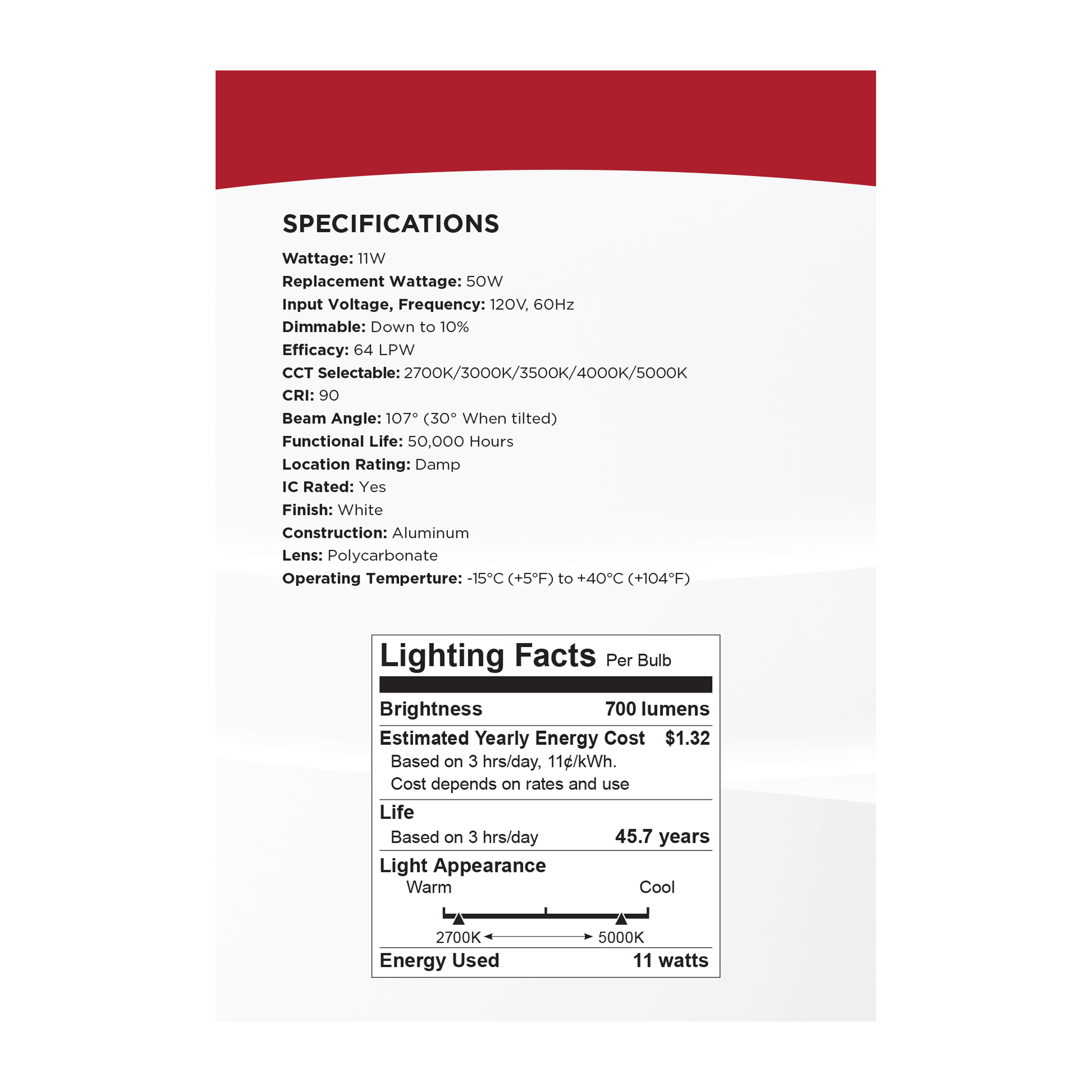 11WLED/4/CCT/LP/RD/DIR/FL - S11878