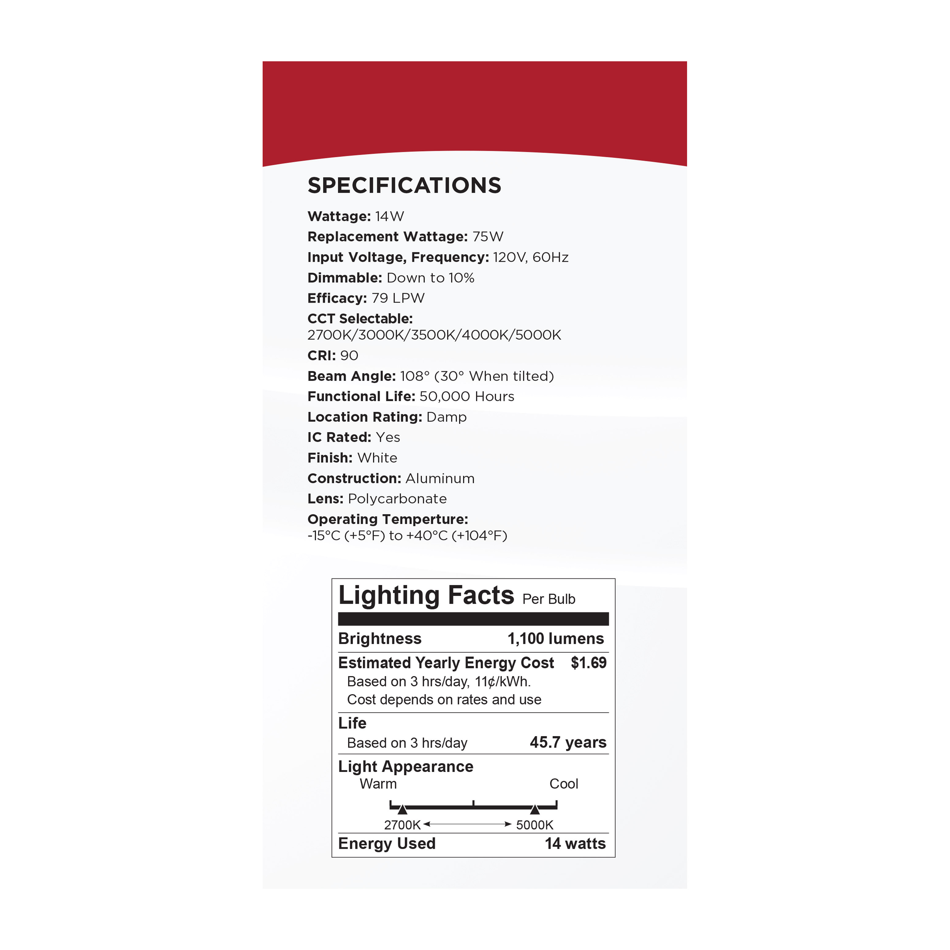 14WLED/6/CCT/LP/RD/DIR/FL - S11879