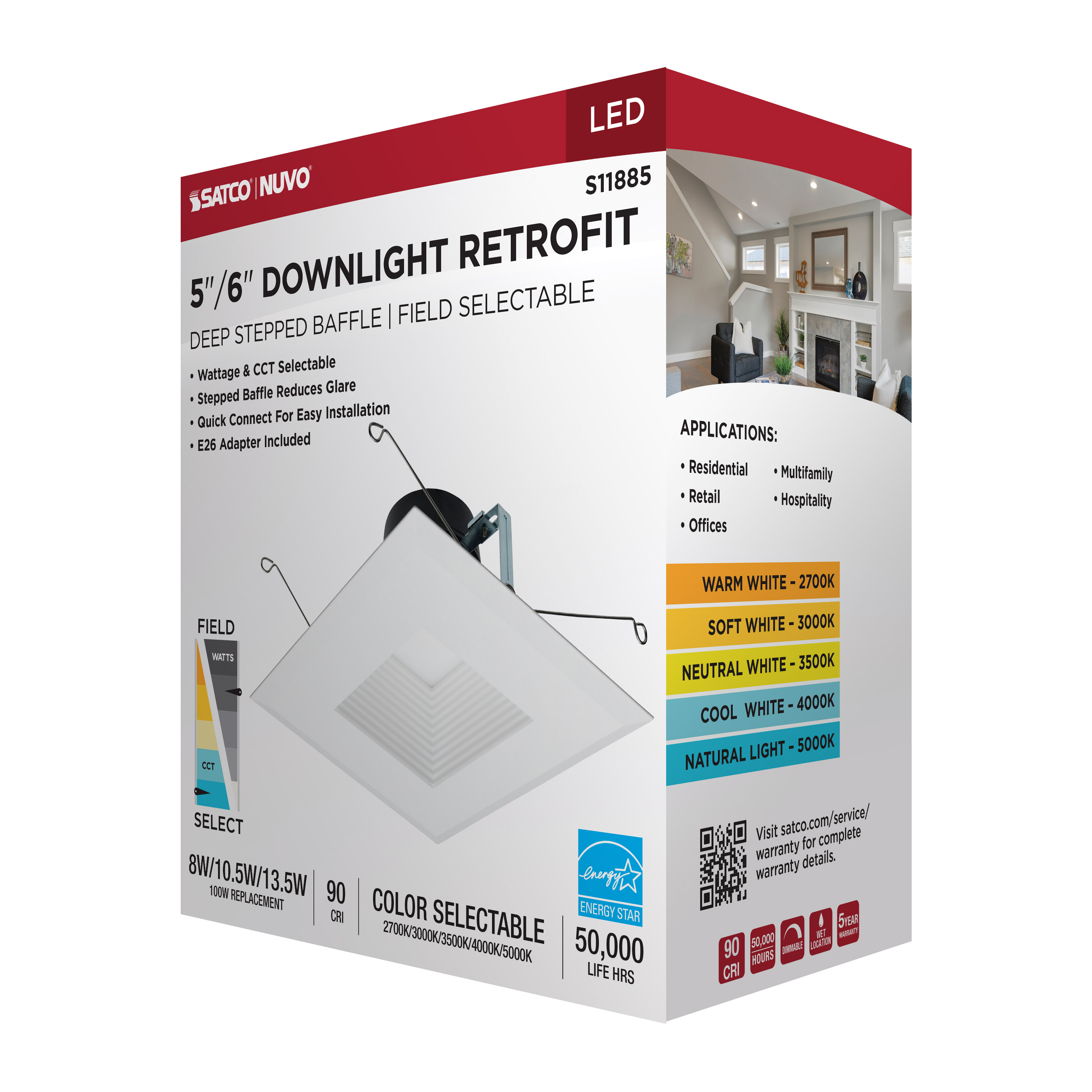 13.5WLED/DLR/5-6/WS/5CCT/SQ/DB - S11885