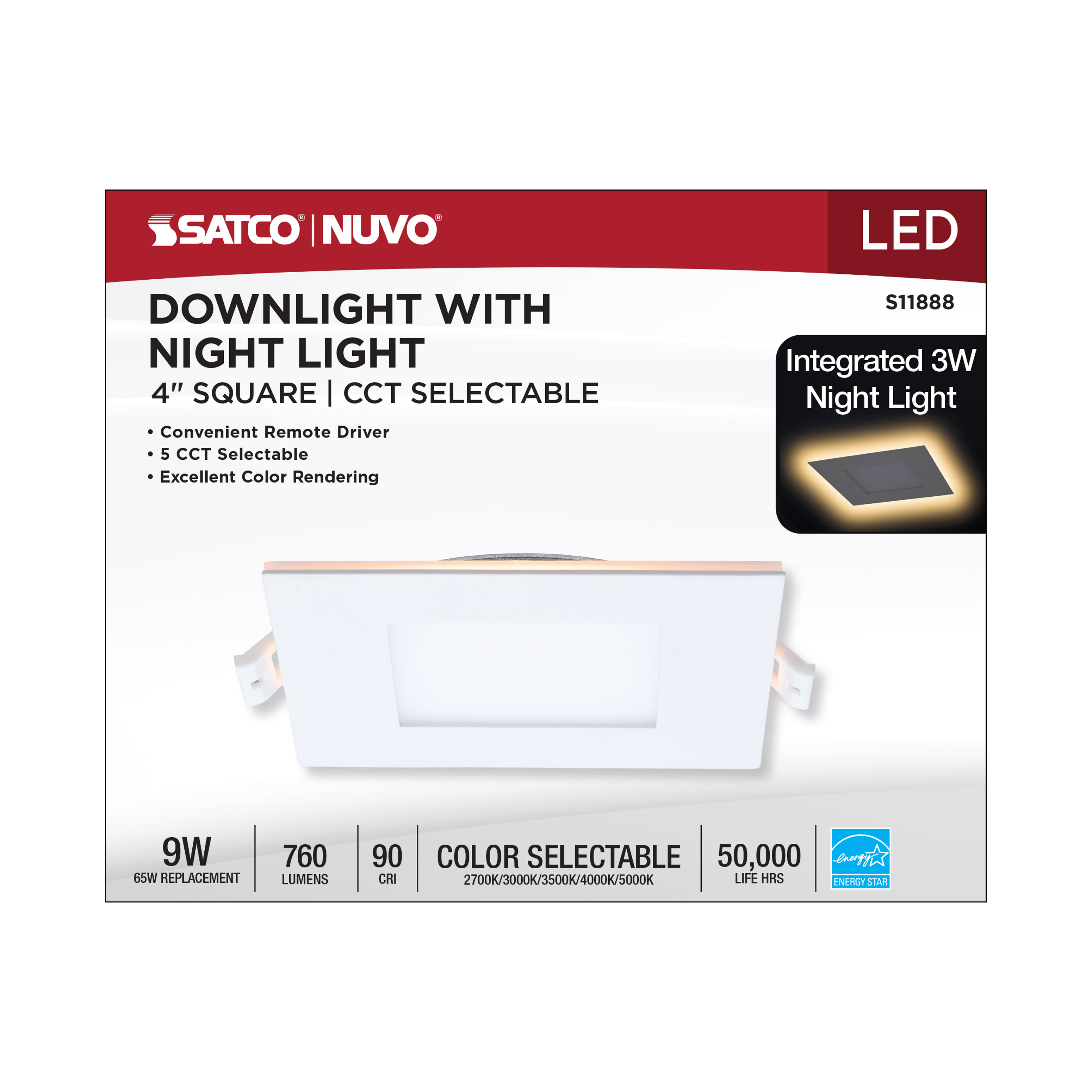 9WLED/DW/4/CCT-SEL/SQ/RD/NL - S11888