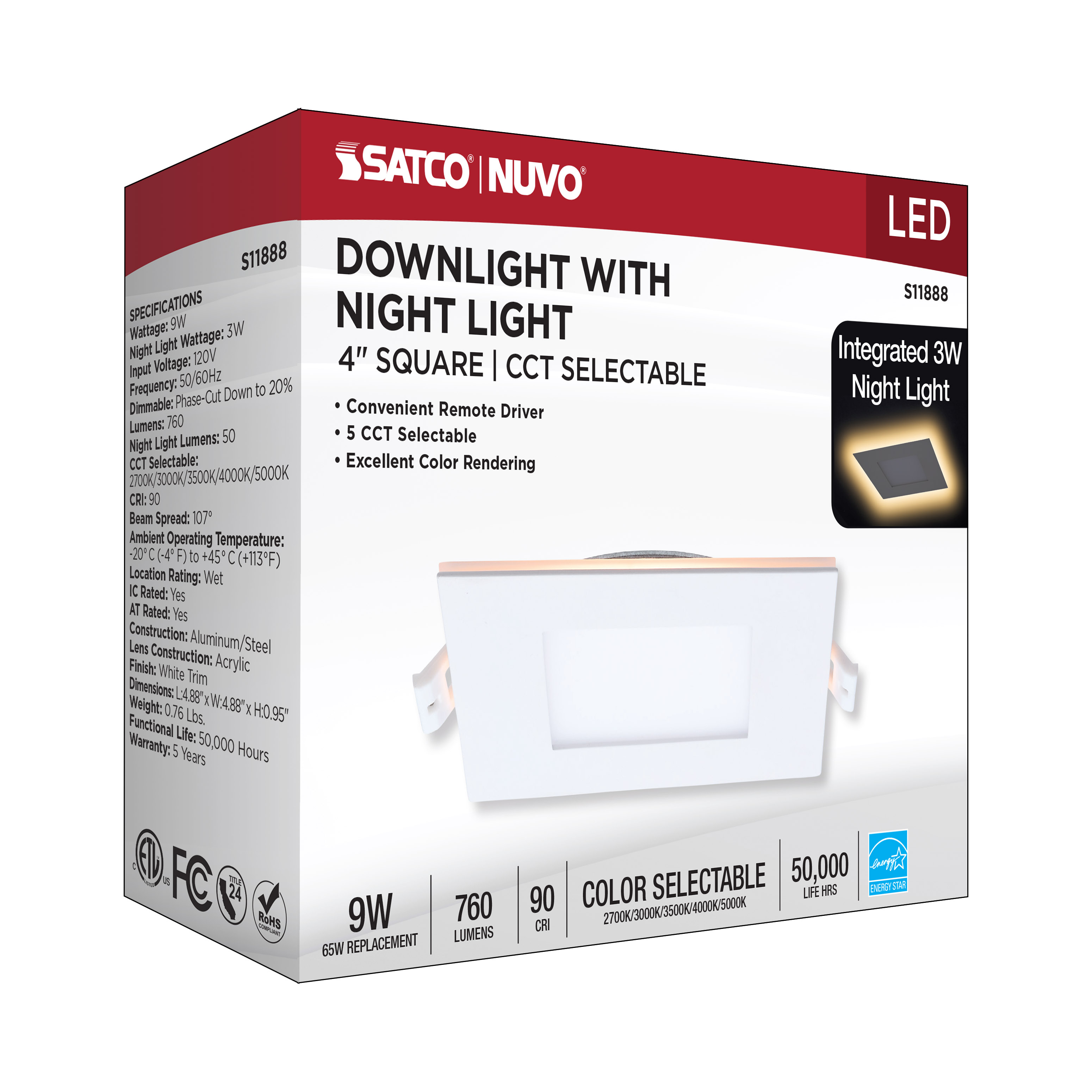 9WLED/DW/4/CCT-SEL/SQ/RD/NL - S11888