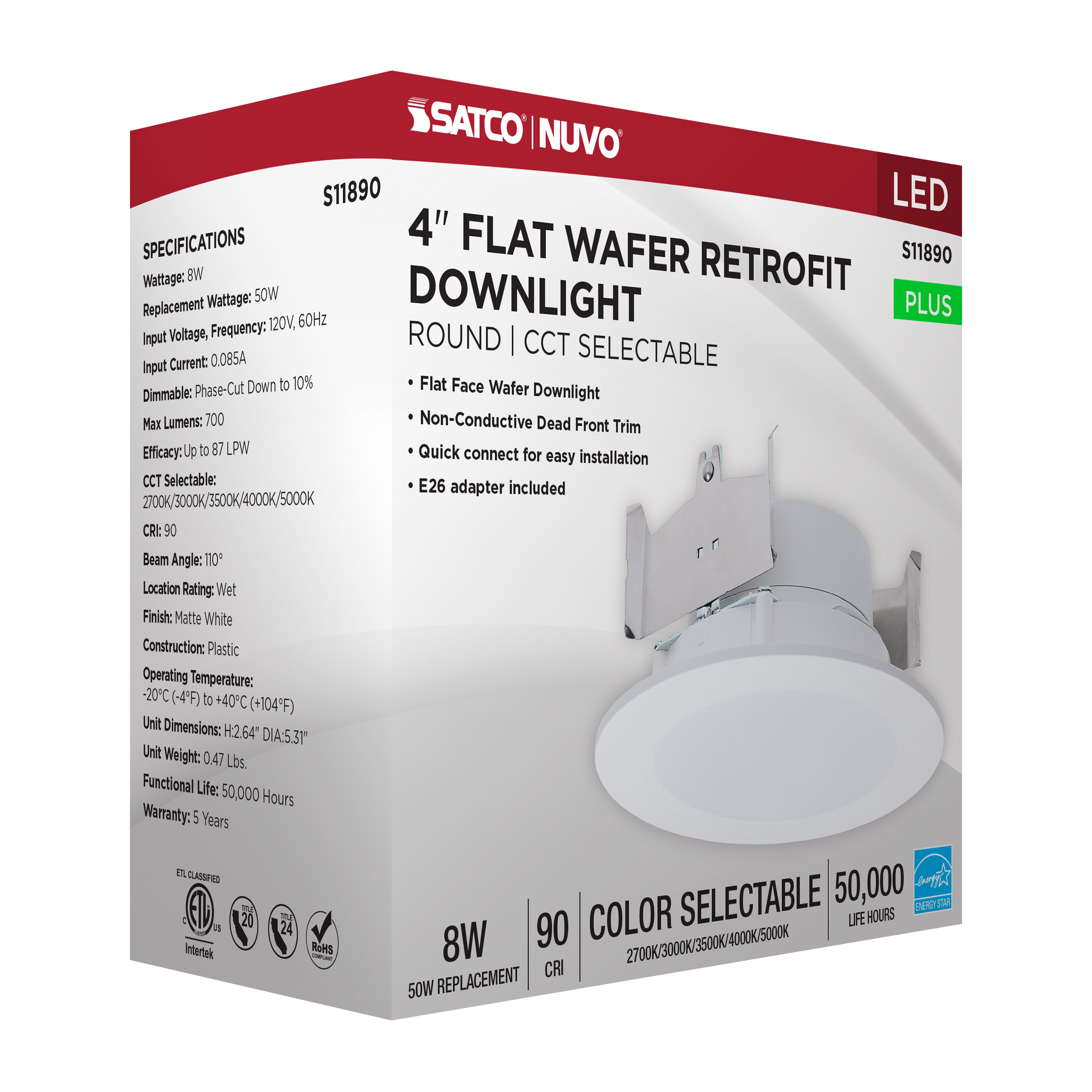 8WLED/DLR/4/CCT-SEL/WF/RND/WH - S11890